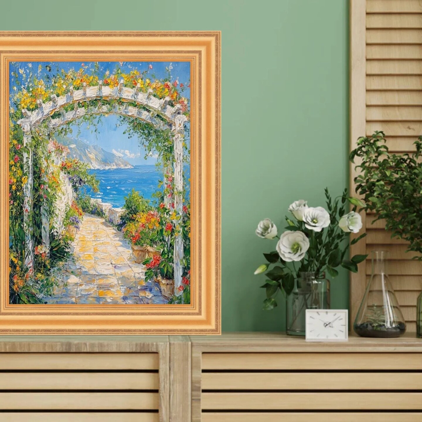 Bright Gold Leaf Wave Picture Frame 11x15 frame