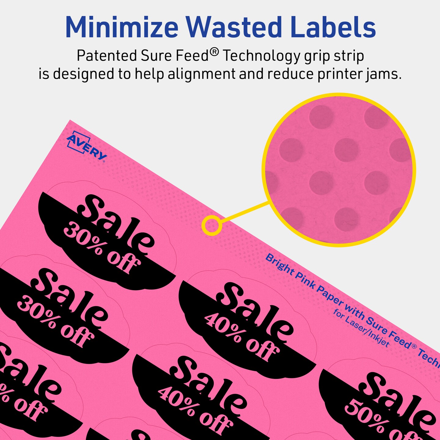 Avery Bright Pink Paper Labels, 1-1/8" x 2-1/4" Oval Scalloped