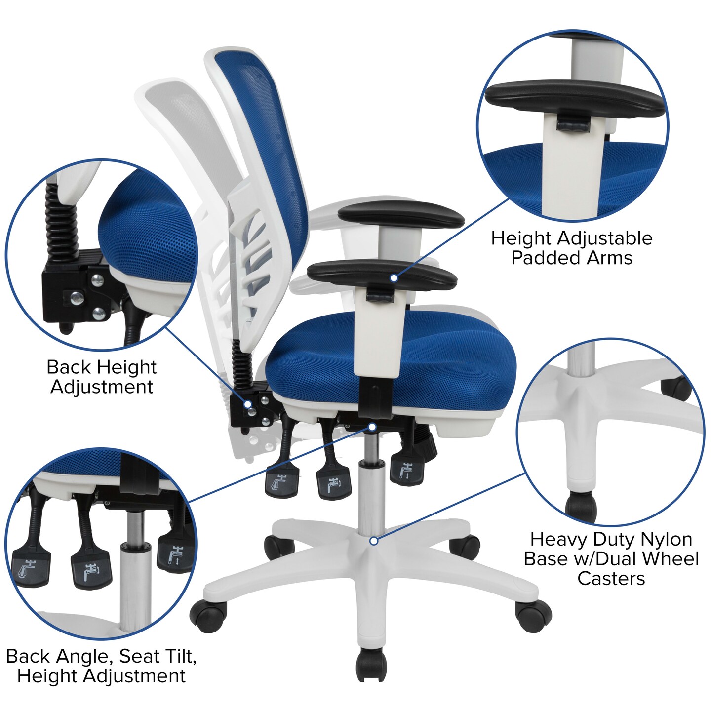 Emma and Oliver Mid-Back Mesh Triple Paddle Swivel Ergonomic Office Chair with Adjustable Arms