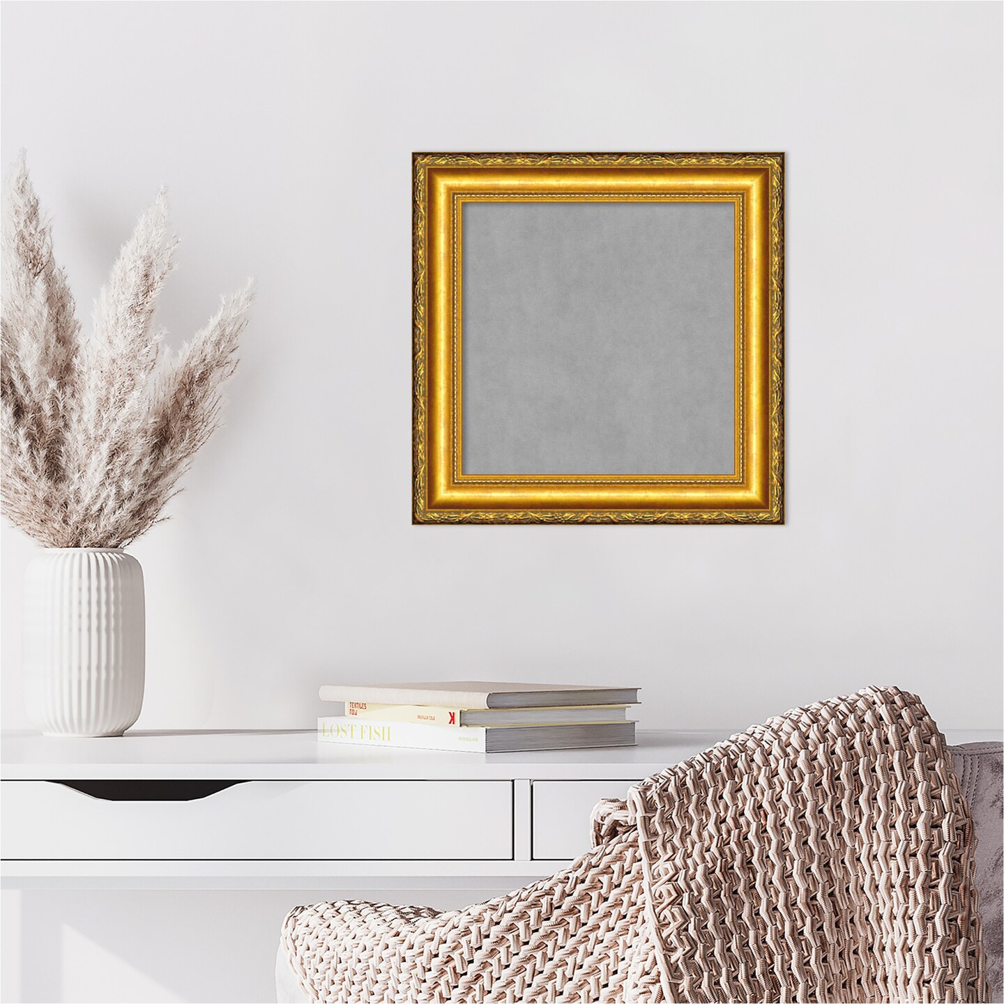 Colonial Embossed Gold Wood Framed Magnetic Board