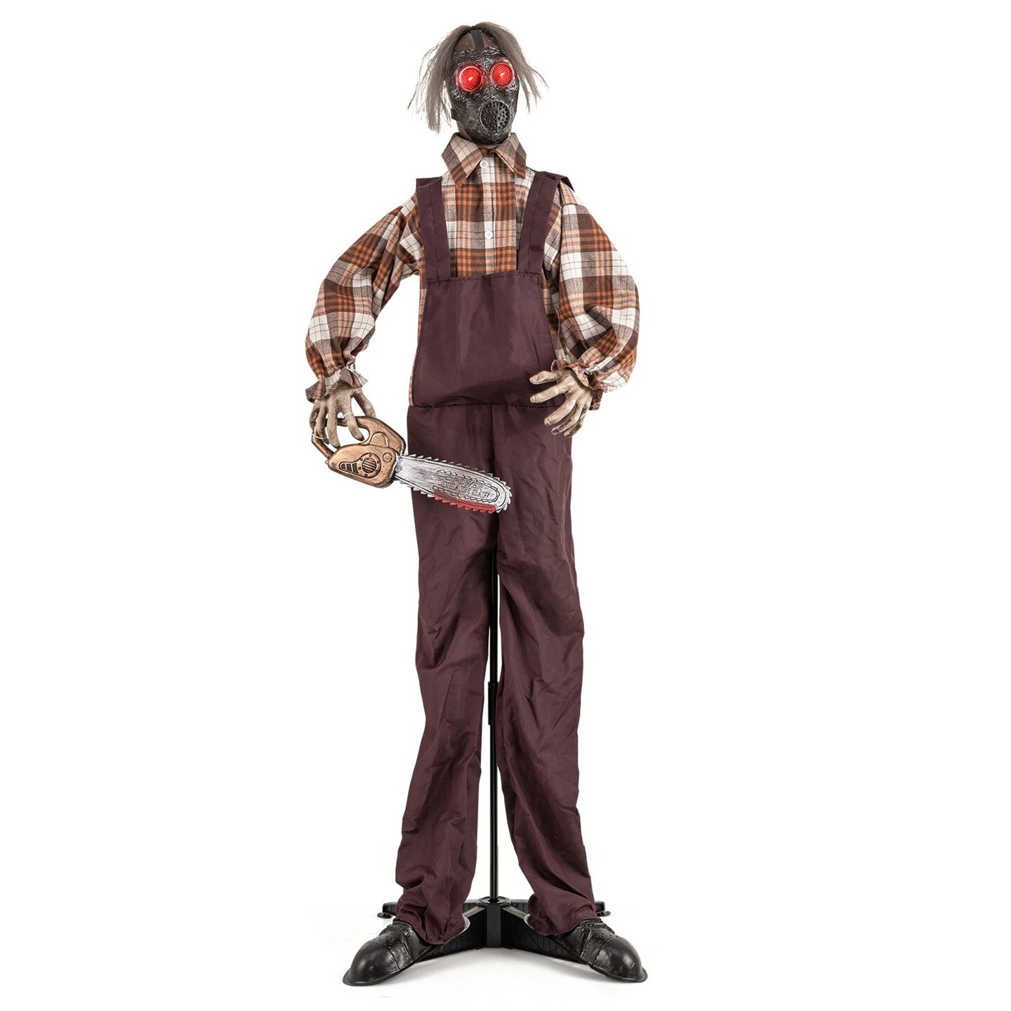Costway Halloween Animatronic Shaking Haunted Man w/ Chainsaws Life Size Scary Bio-Human w/ Sound Activated Design & Control Button