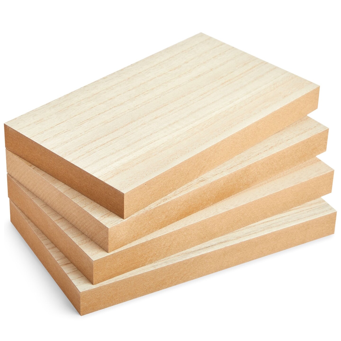 4 Pack Unfinished MDF Wood Blocks for Crafts 6 x 10&#x22;, Smooth Surface for Crafts, DIY Projects (1 Inch Thick)