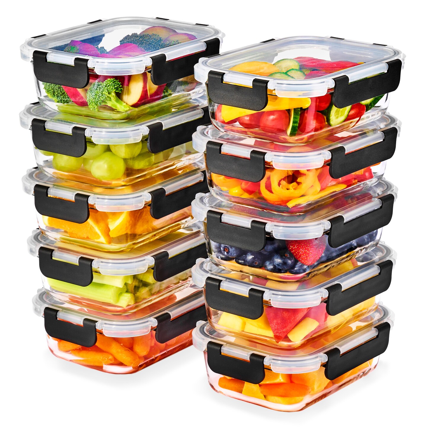Sorbus 20pc Glass Meal Prep Containers Set – 10 Glass Food Storage Containers (21.3oz, 2.6 Cups) with Airtight Lids