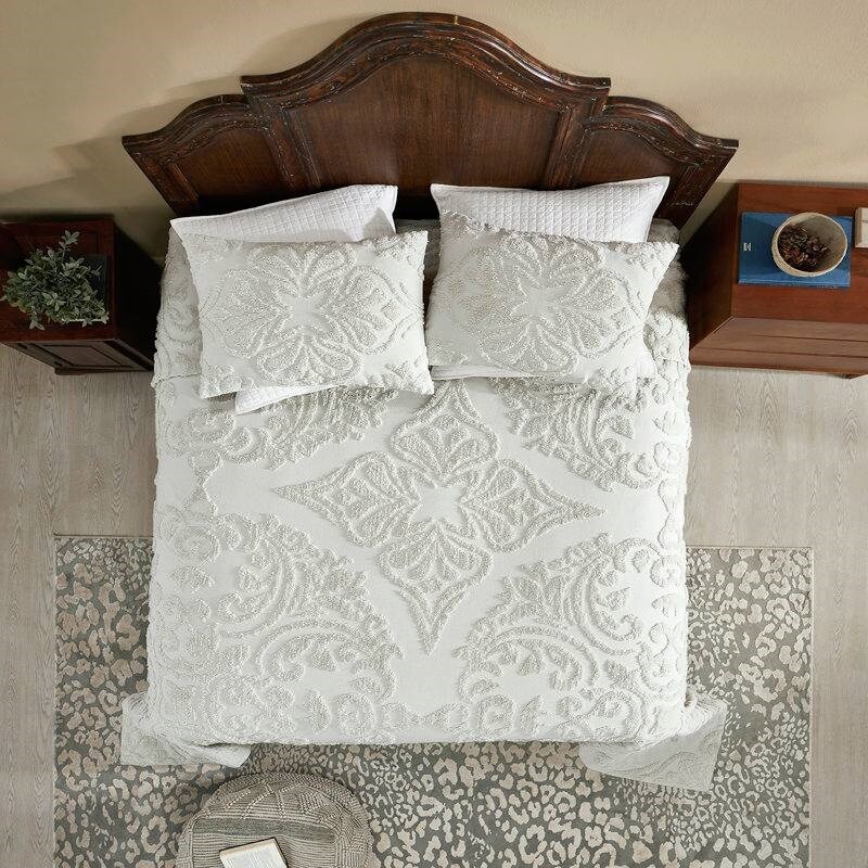 3 Piece Bedroom Bedding Cotton Chenille Coverlet Set Perfect for All-Season Bedroom Use