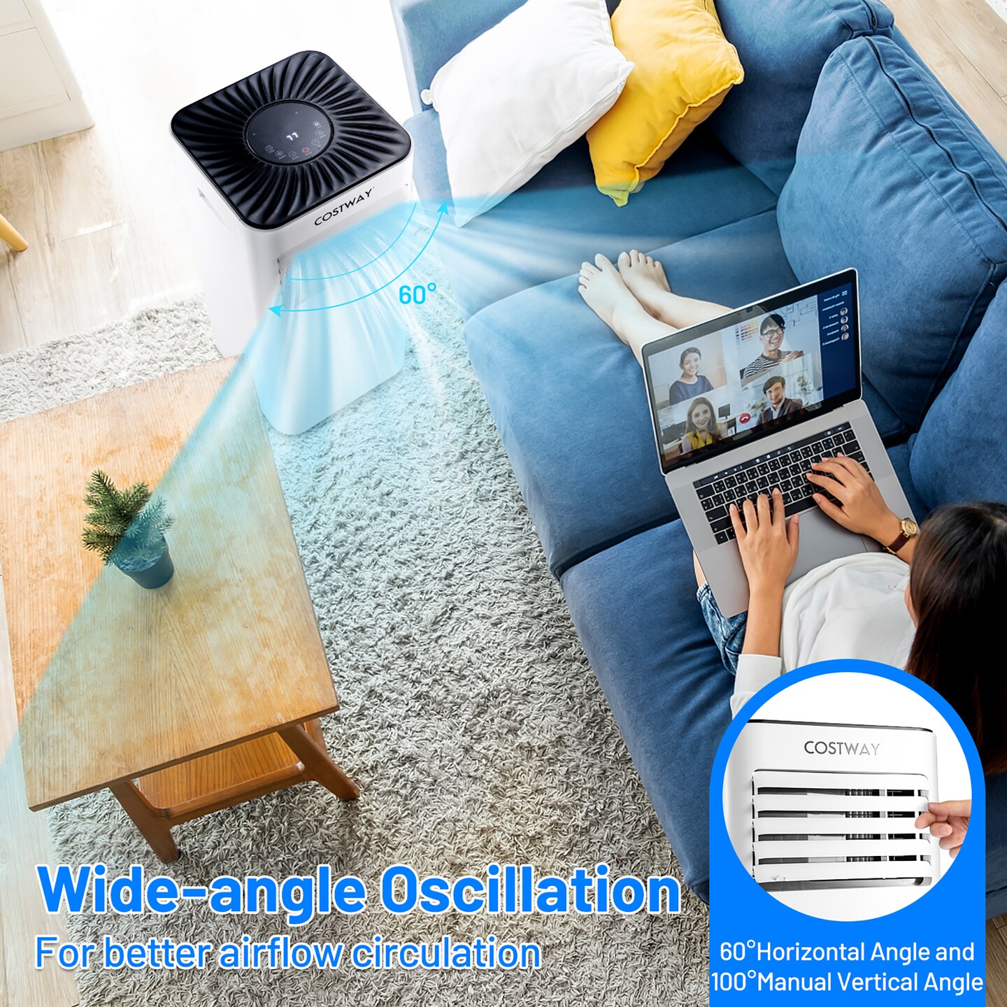 Costway Portable Air Conditioner 6000 BTU (10000 BTU ASHRAE) Evaporative Air Cooler Dehumidifier