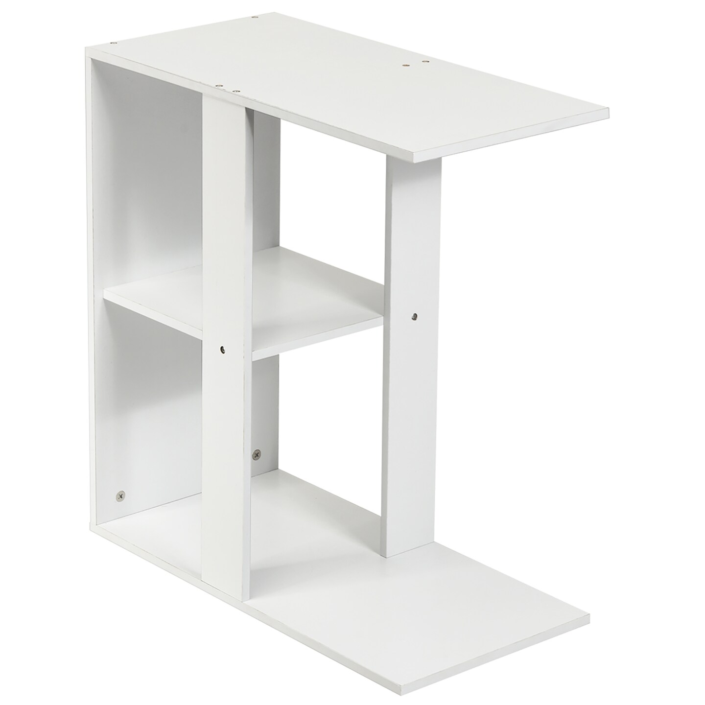 Costway 3-tier Side Table W/Storage Shelf Space-saving Nightstand White