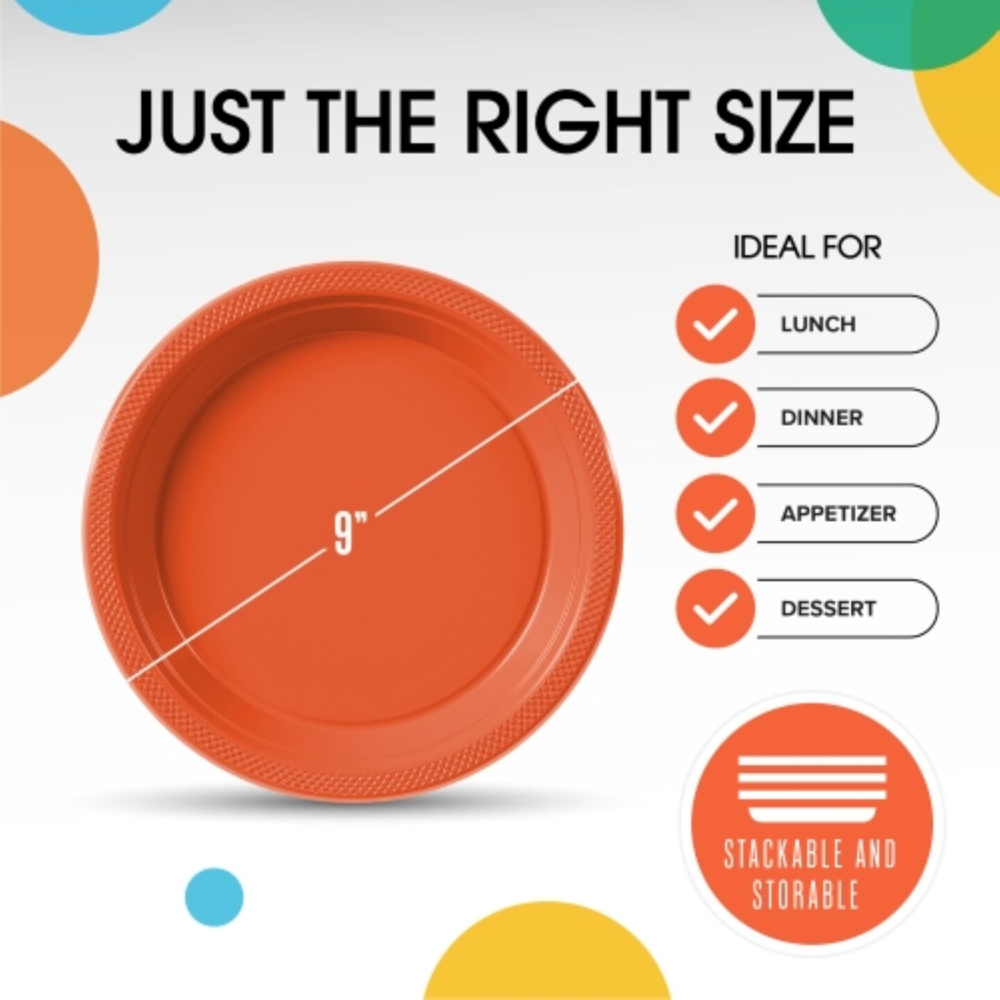 Party Solids Plastic Plates For Party Disposable Plates Heavy Duty Supplies 100 Pcs Plastic Dinnerware Sets Heavy Duty 350 GSM Disposable Dinnerware Set by Exquisite