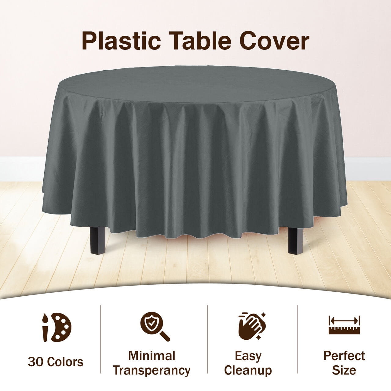 Exquisite Disposable Round Plastic Tablecloths – 6 Pack 84" Disposable Table Cloths – Indoor/Outdoor Party Tablecloth – Round Plastic Table Cover for Events & Party Supplies