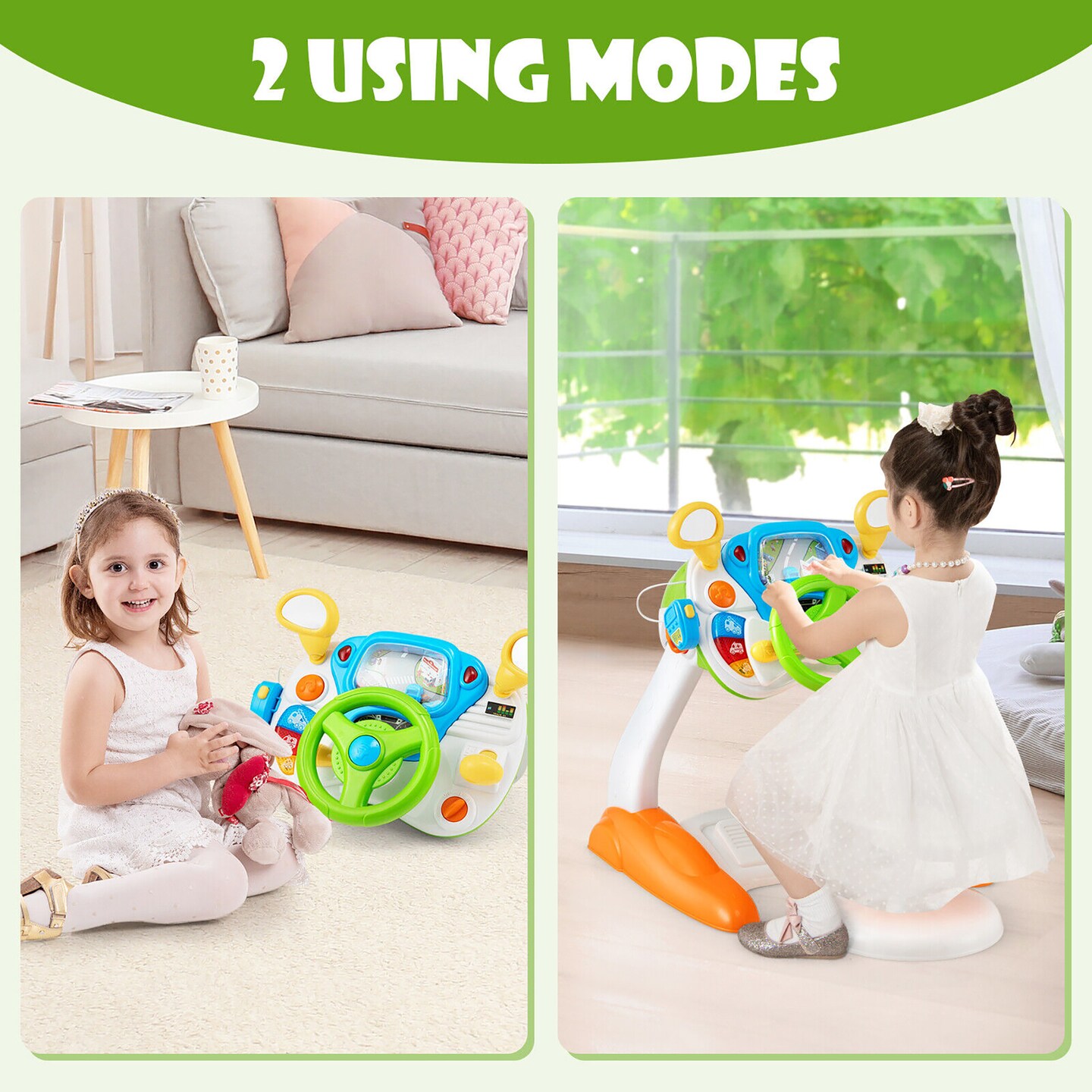 Costway Kids Pretend Ride on Toy Driver Simulation Car Toddler Play Toy Light Sound