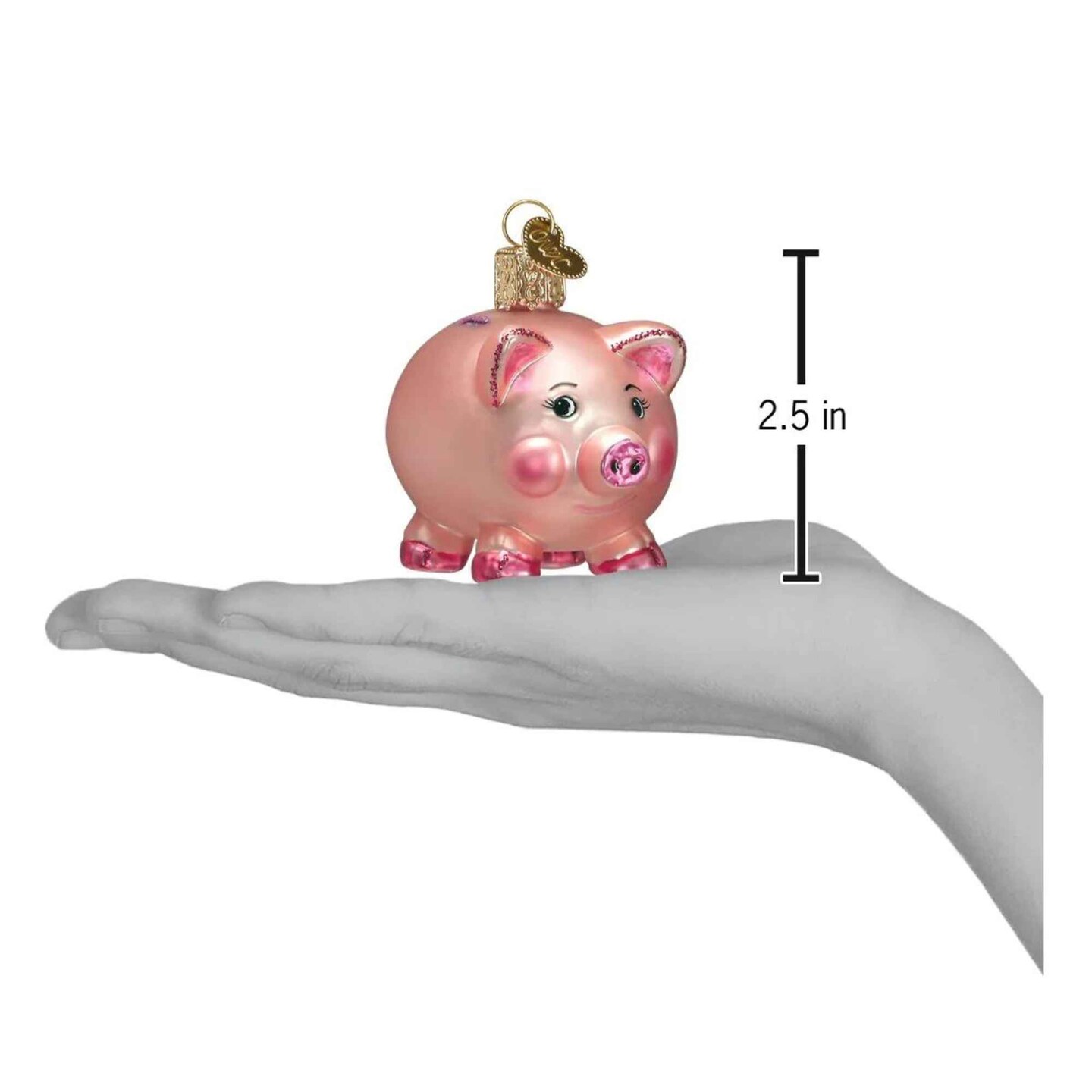 Old World Christmas 2.0 Inch Piggy Bank Tree Ornament , Ornament Money Save Coins