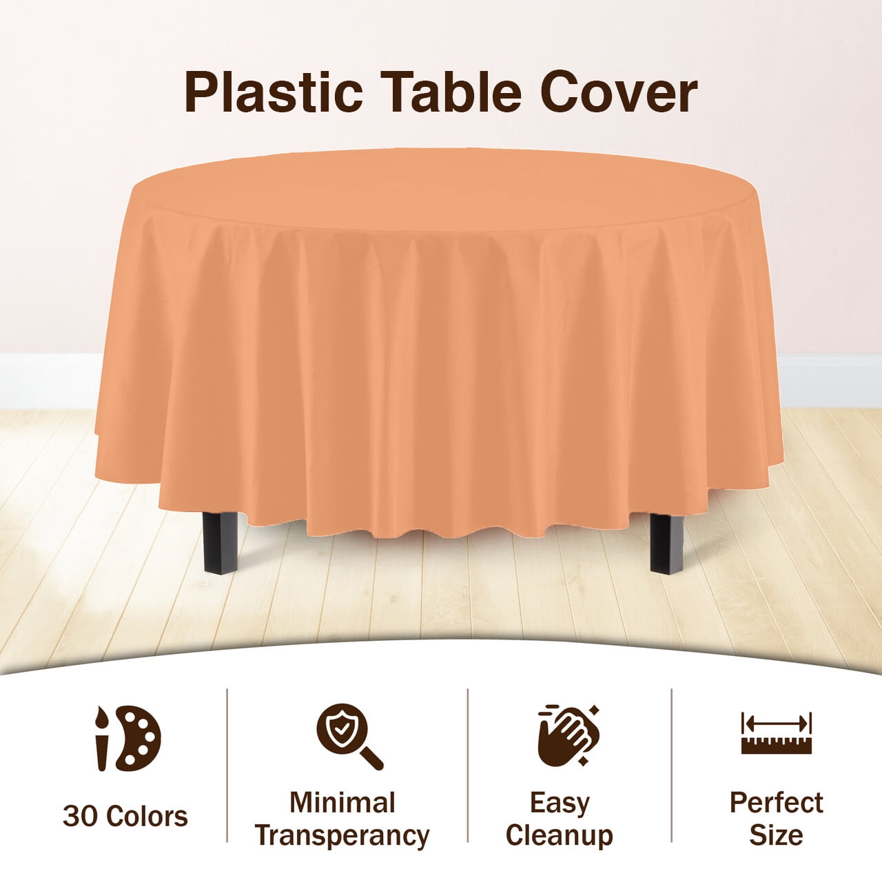 Exquisite Disposable Round Plastic Tablecloths – 6 Pack 84" Disposable Table Cloths – Indoor/Outdoor Party Tablecloth – Round Plastic Table Cover for Events & Party Supplies