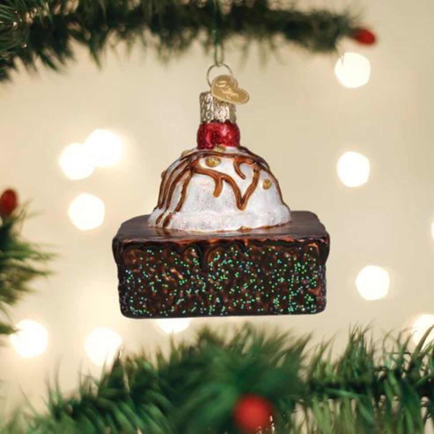 Old World Christmas 3.0 Inch Brownie A La Mode Tree Ornament , Chocolate Treat Ornament