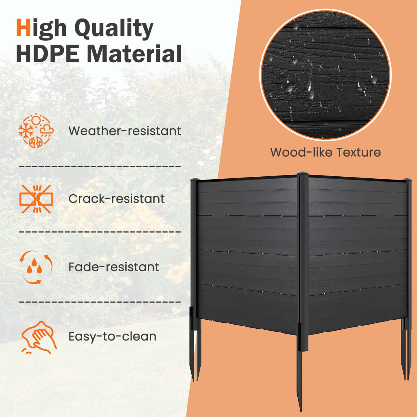 Costway 2 PCS 48" L x 46" H Air Conditioner Fence Outdoor Privacy Fence Screen Brown/White/Black