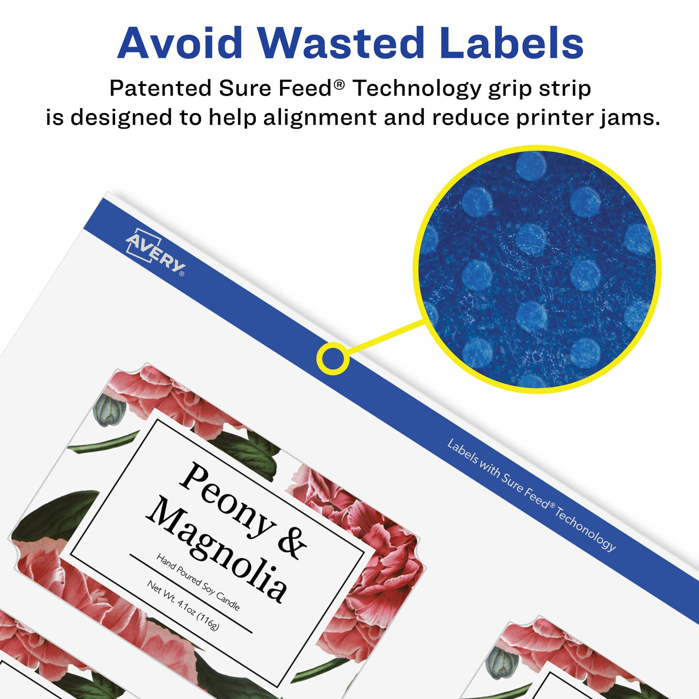 Avery Glossy Clear Rectangle Scalloped Labels with Sure Feed, 2&#x22; x 3&#x22;