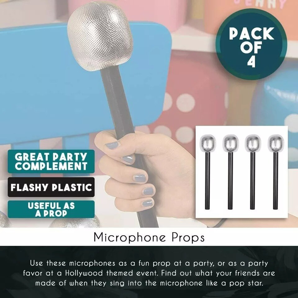 4 Pcs Fake Microphone Halloween Party Pop Star Prop Costume Dress Up Accessories