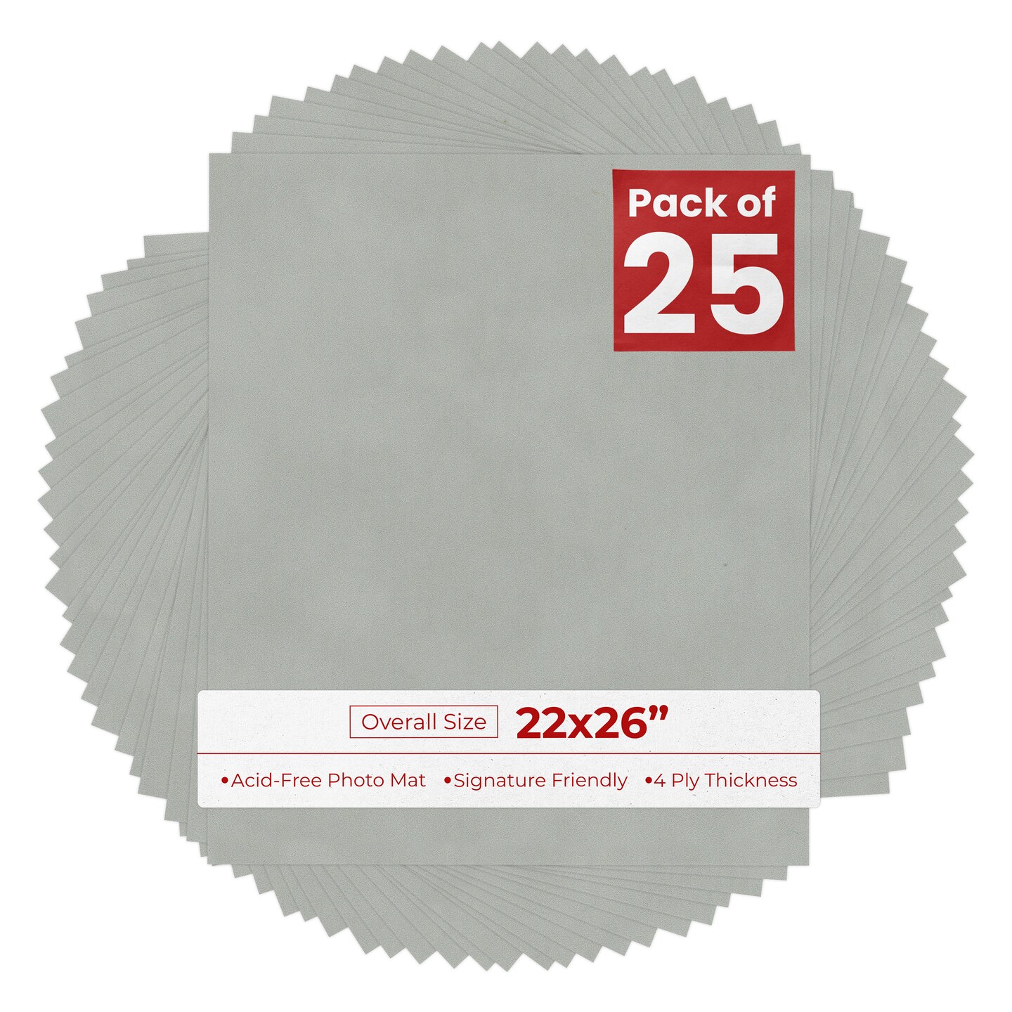 Light Grey Suede 22x26 Uncut Mat Board - Blank Sheets, No Opening
