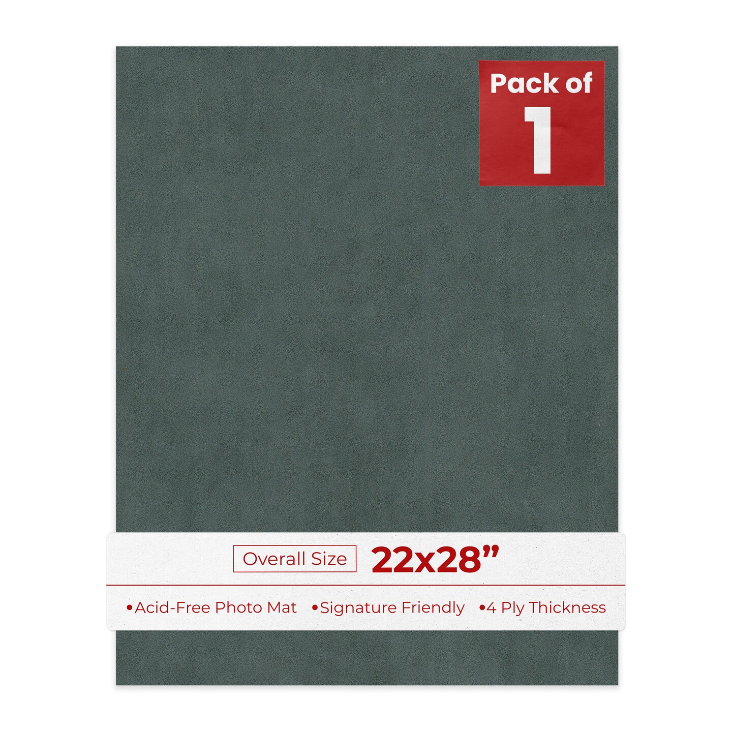Dark Grey Suede 22x28 Uncut Mat Board - Blank Sheets, No Opening