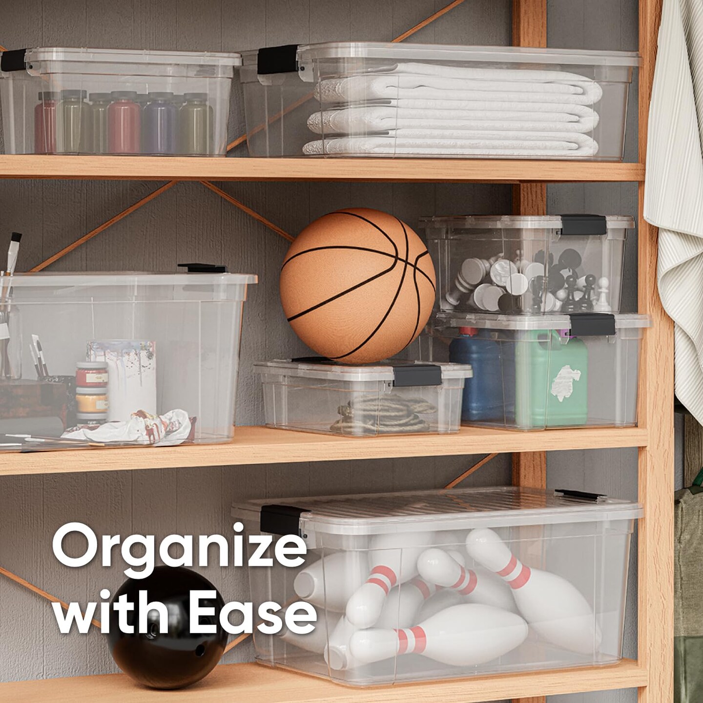 Superio Clear Storage Box with Lid, Plastic Container Bins for Organizing, Stackable Crates, BPA Free, Non Toxic, Odor Free, Organizers for Home, Office, School, and Dorm