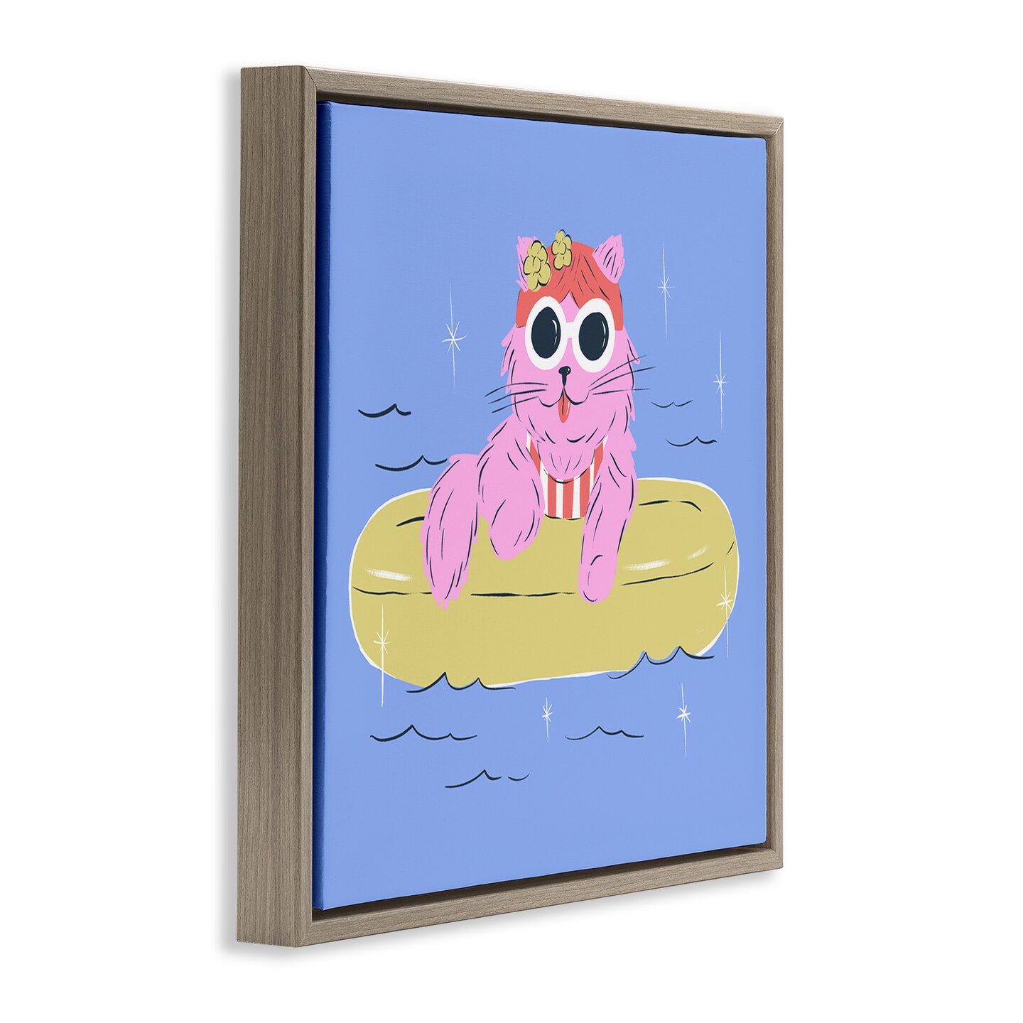 Stupell Industries Summer Pool Float Cat Floating Frame, design by Krissy Mast
