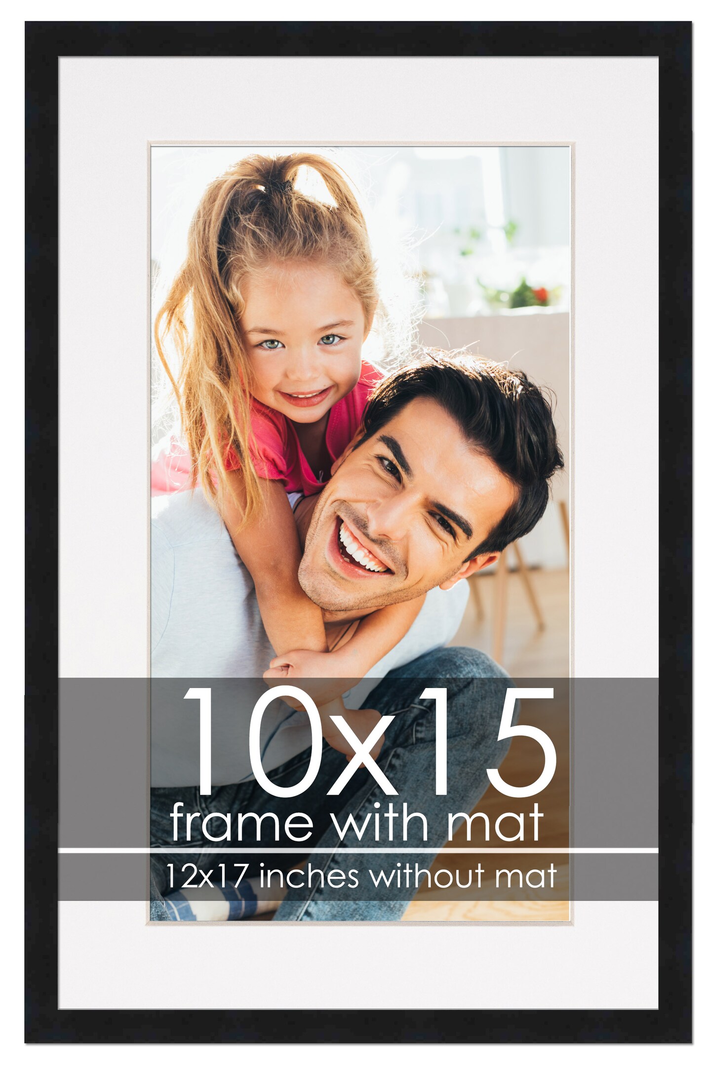 Modern Black Frame with White Photo Mat, UV Acrylic Front, Foam Board Backing, 60 Sizes Available