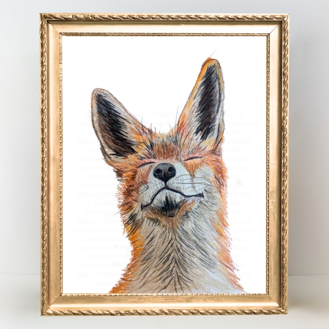 Hand-Drawn Fox Art Print | Colored Pencil