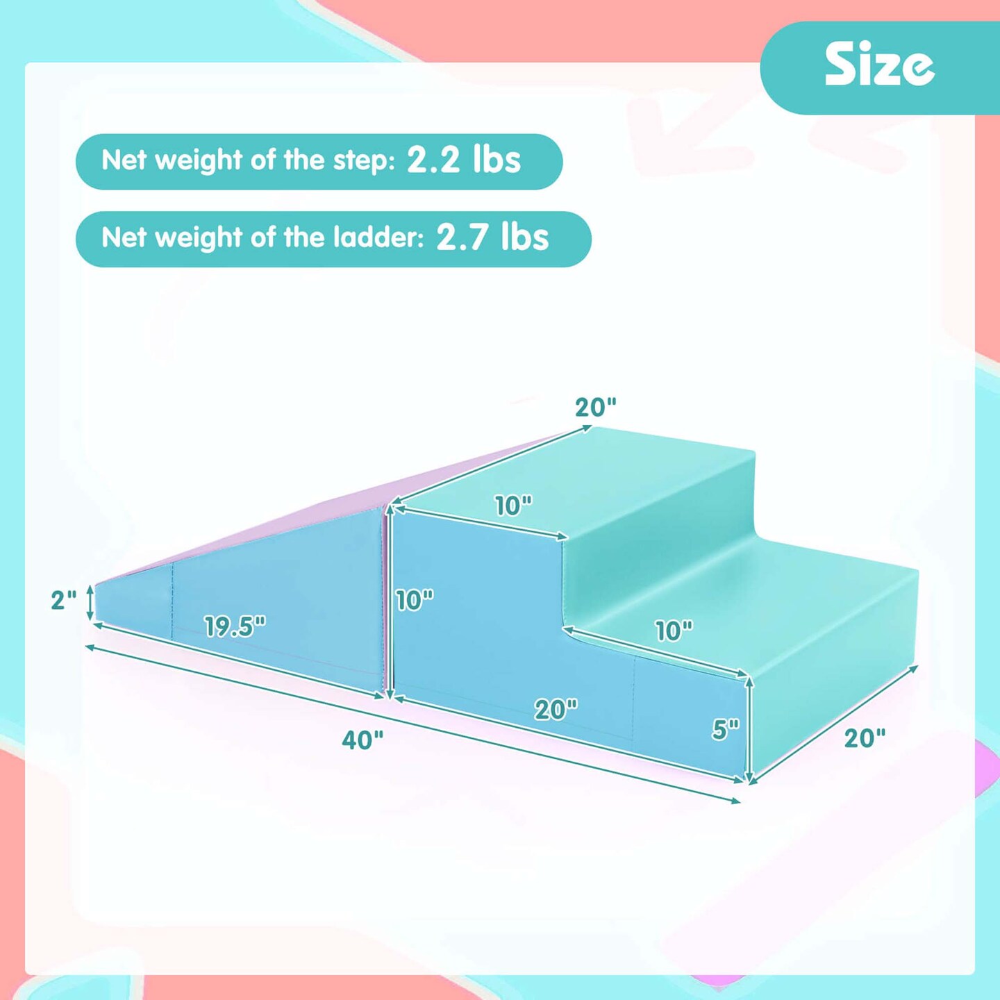 Costway Step and Slide Climber for Infants and Toddlers Baby Soft Foam Structure Blocks Yellow/Blue/Pink/Purple