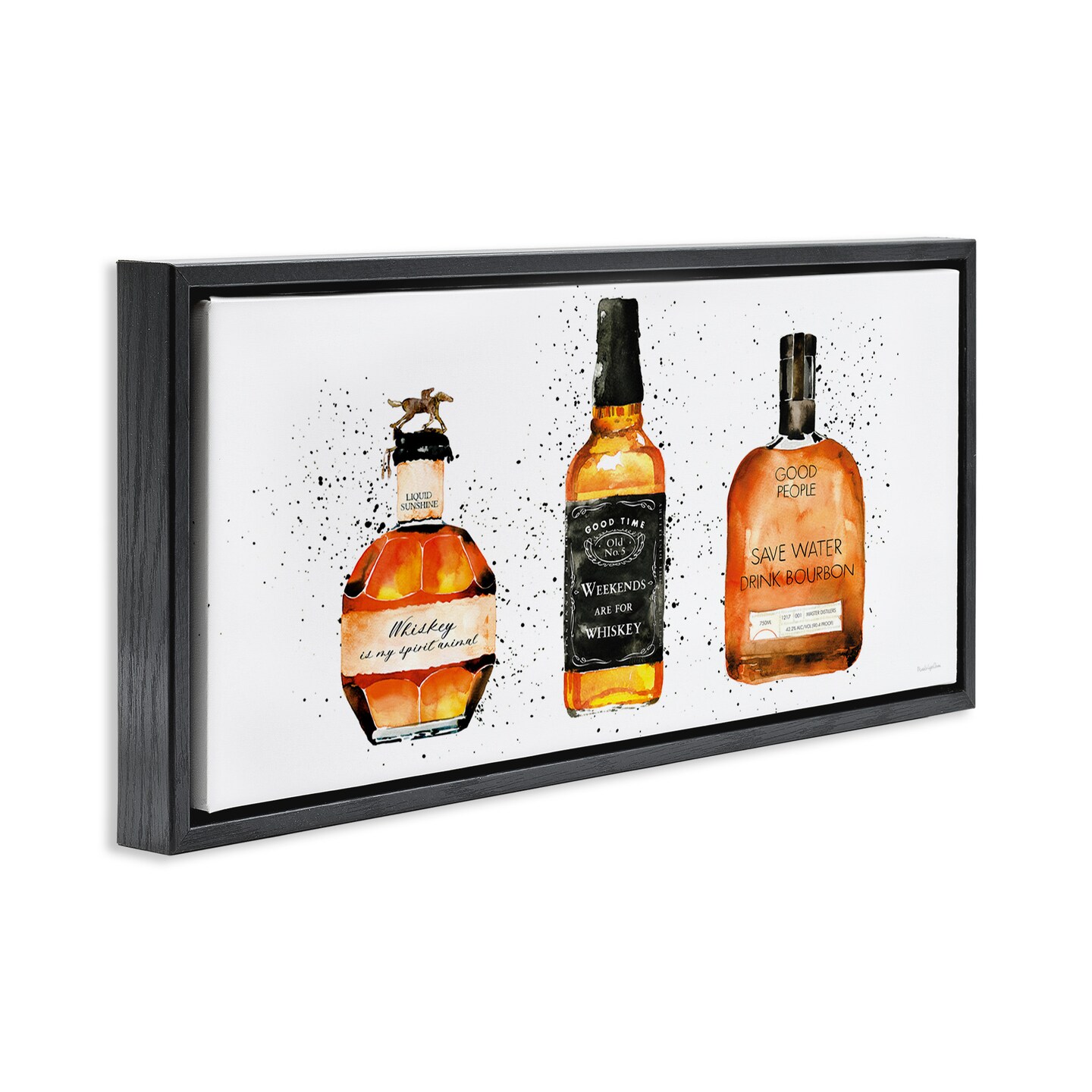 Stupell Industries Funny Phrases Whiskey Bottles Framed Floater Canvas Wall Art
