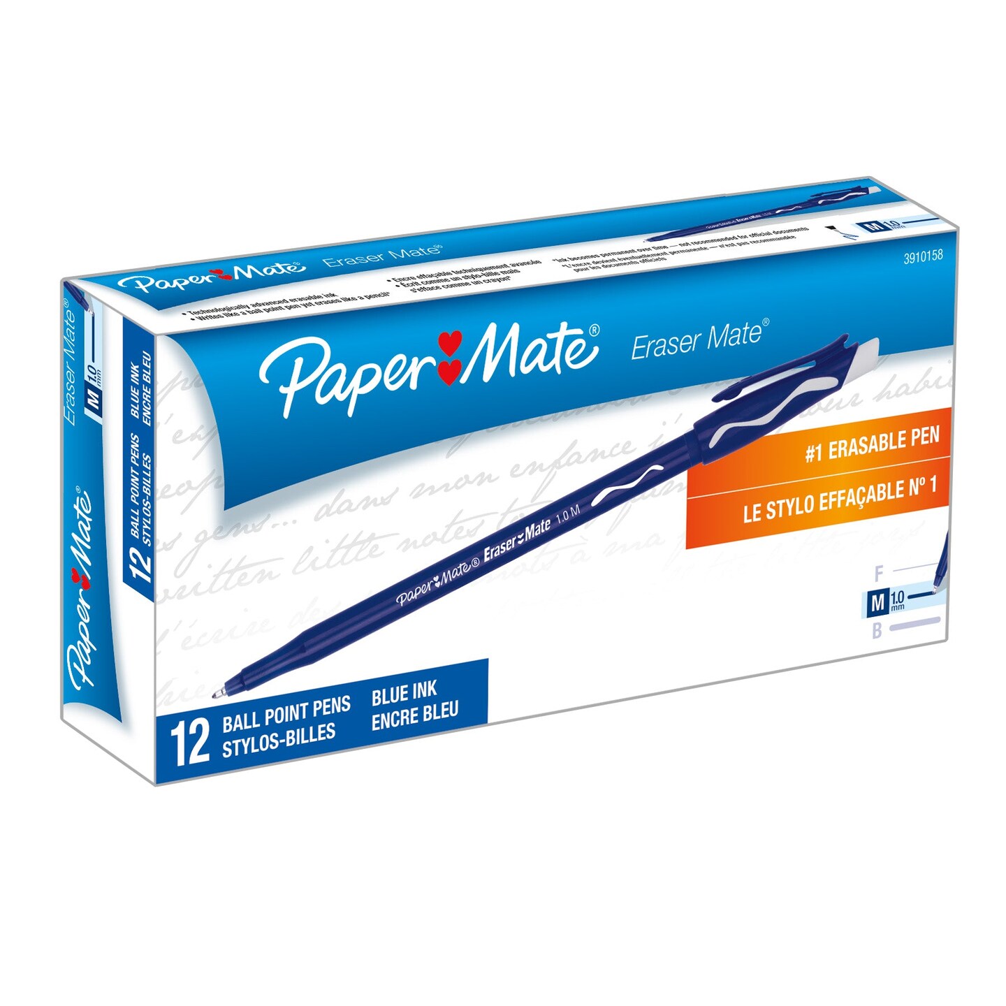 Eraser Mate&#xAE; Pen, Blue, 12-Pack