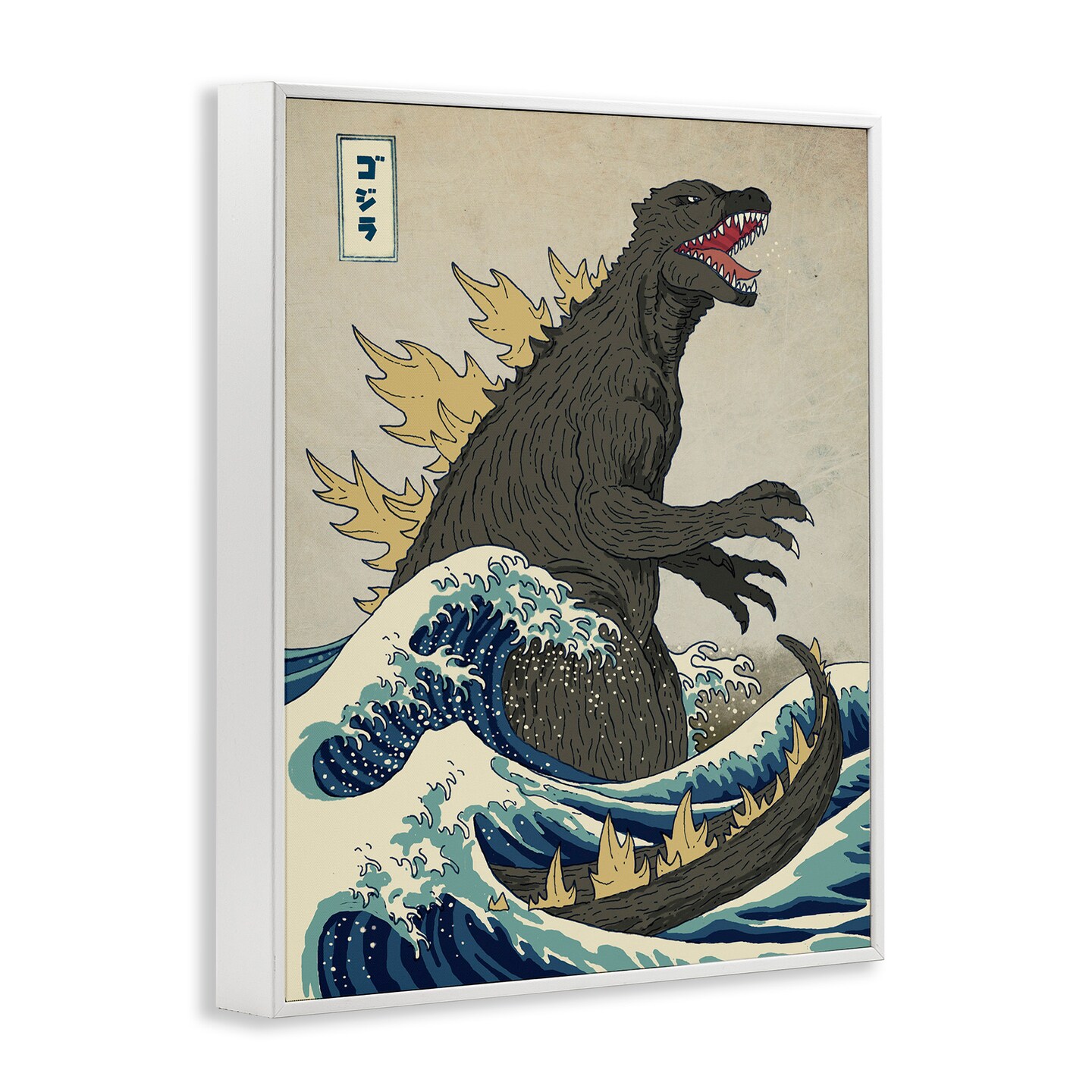 Stupell Industries Nautical Godzilla Eastern Style Illustration Framed Giclee Art