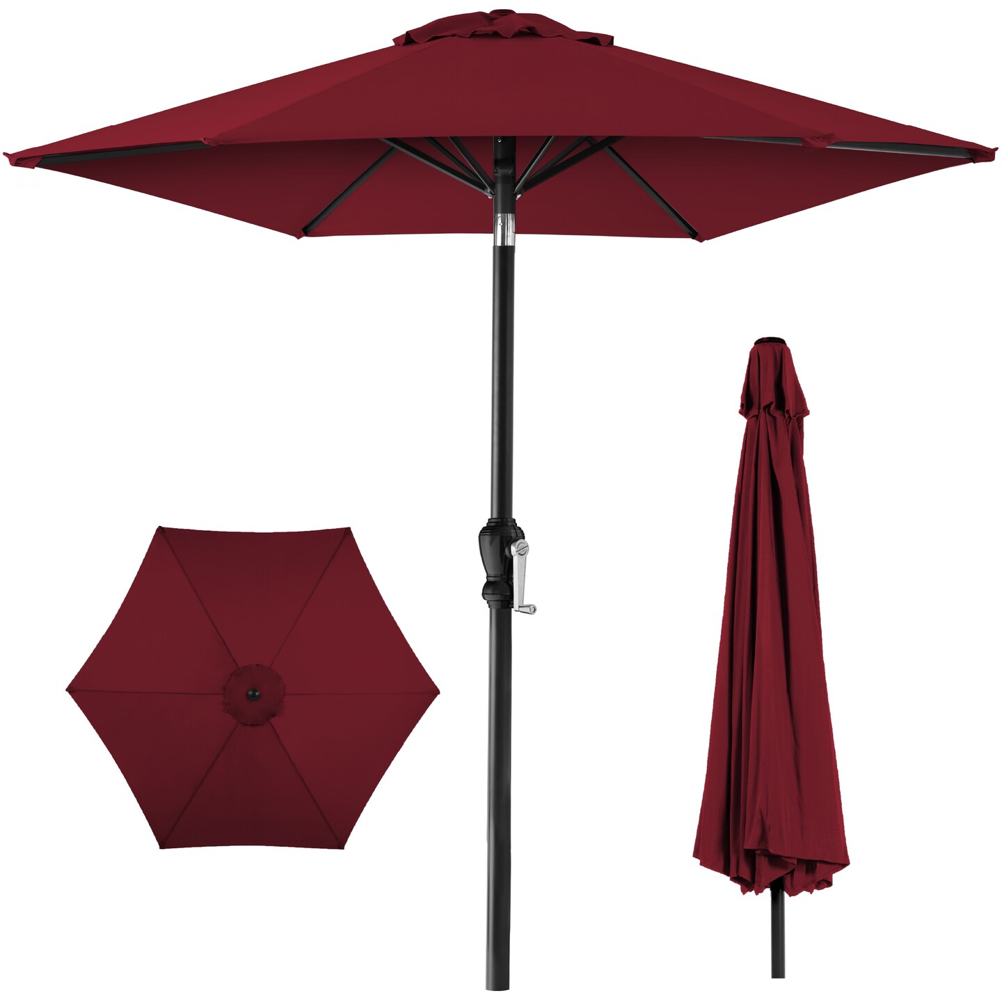 Best Choice Products 10ft Outdoor Steel Market Patio Umbrella w/ Crank, Tilt Push Button, 6 Ribs