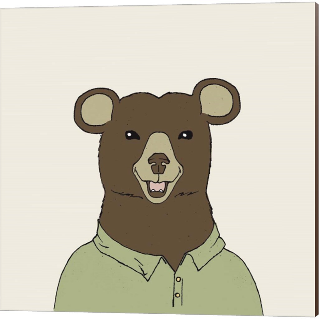 Bear &#x26; Deer on Cream by Wild Apple Portfolio 14&#x22; x 14&#x22; Canvas Wall Art (Set of 2)