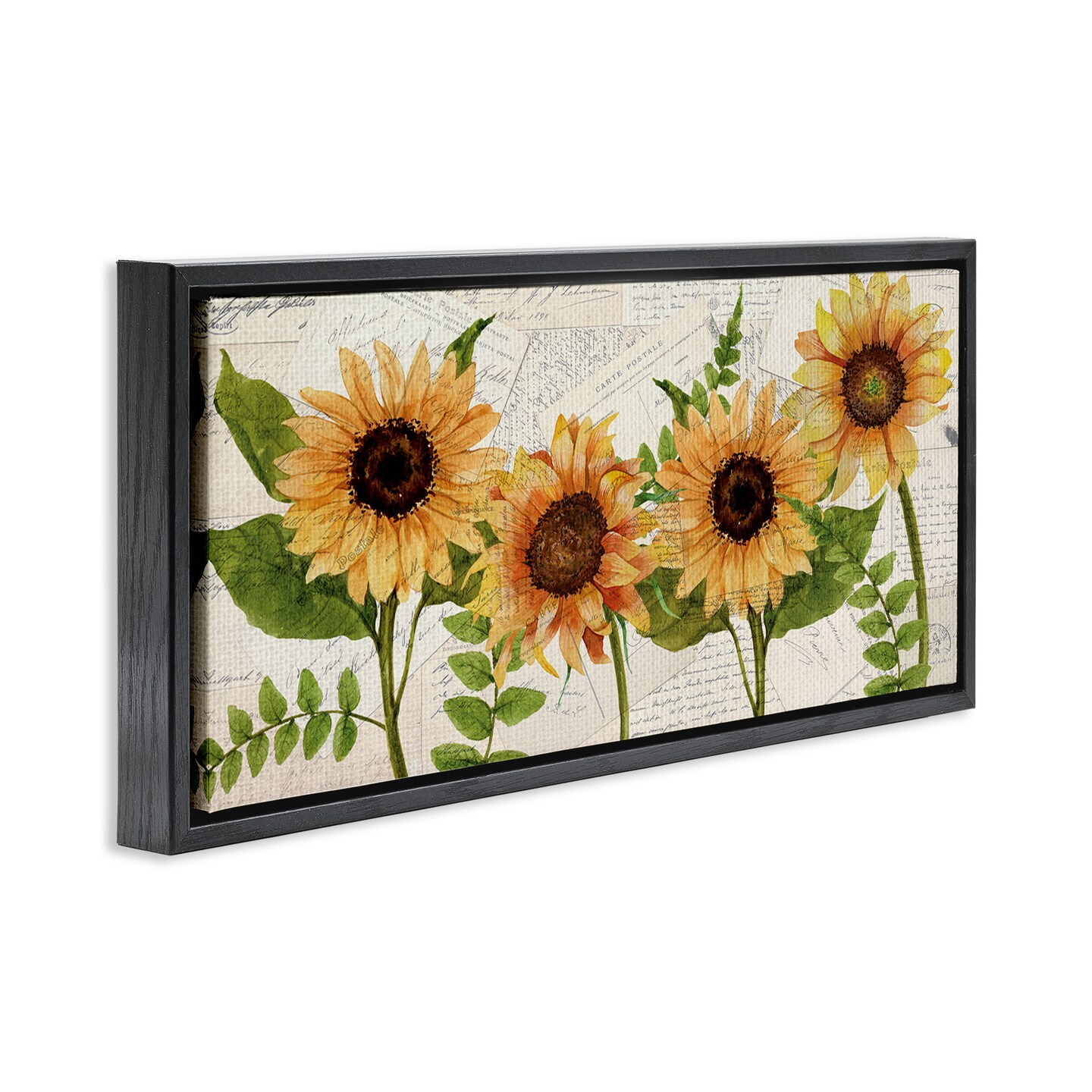 Stupell Industries Vintage European Postcard Collage Framed Floater Canvas Wall Art