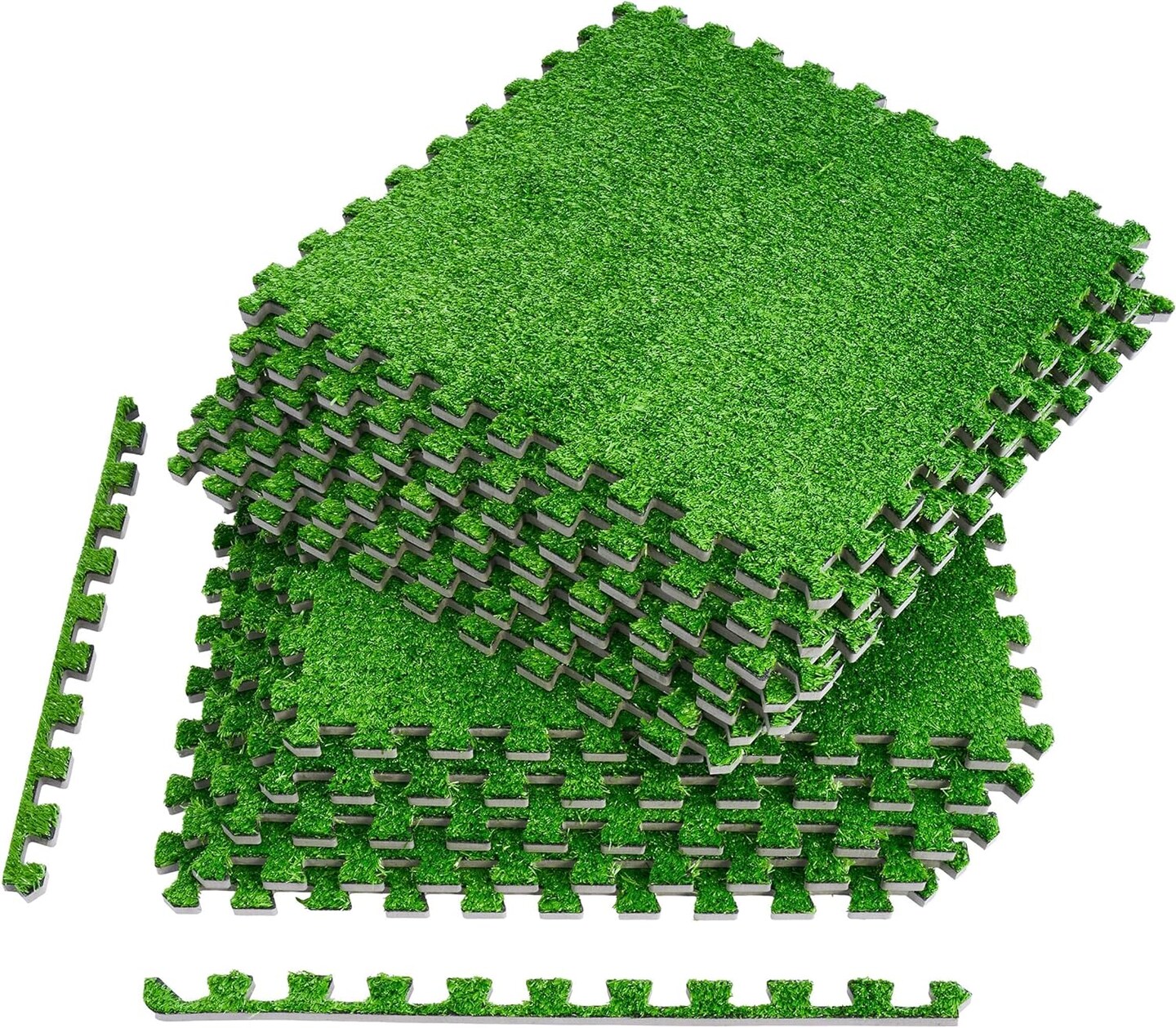 Sorbus Grass Foam Floor Tiles - 12 Interlocking Mats of 24&#x22; X 24&#x201D; (48 Sq Ft Total) Artificial Carpet Grass Turf for Indoor Outdoor