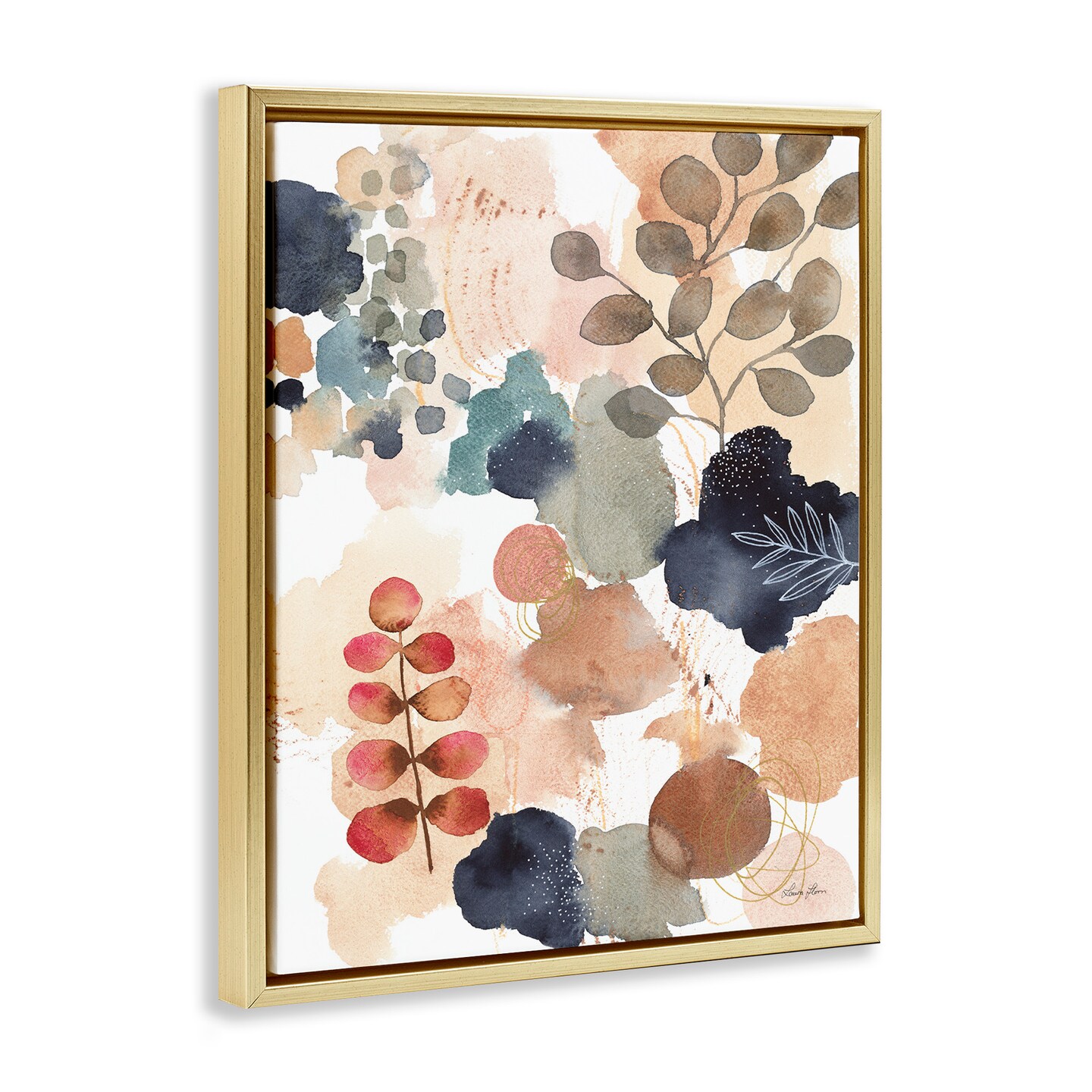 Stupell Industries Abstract Botanical Shape Collage Framed Floater Canvas Wall Art
