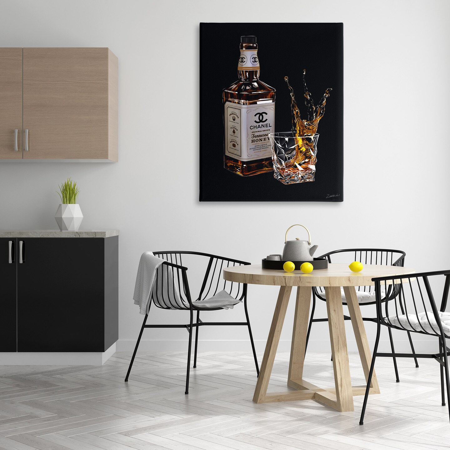 Stupell Industries Splashing Liqueur Glam Whiskey Bottle Canvas Wall Art
