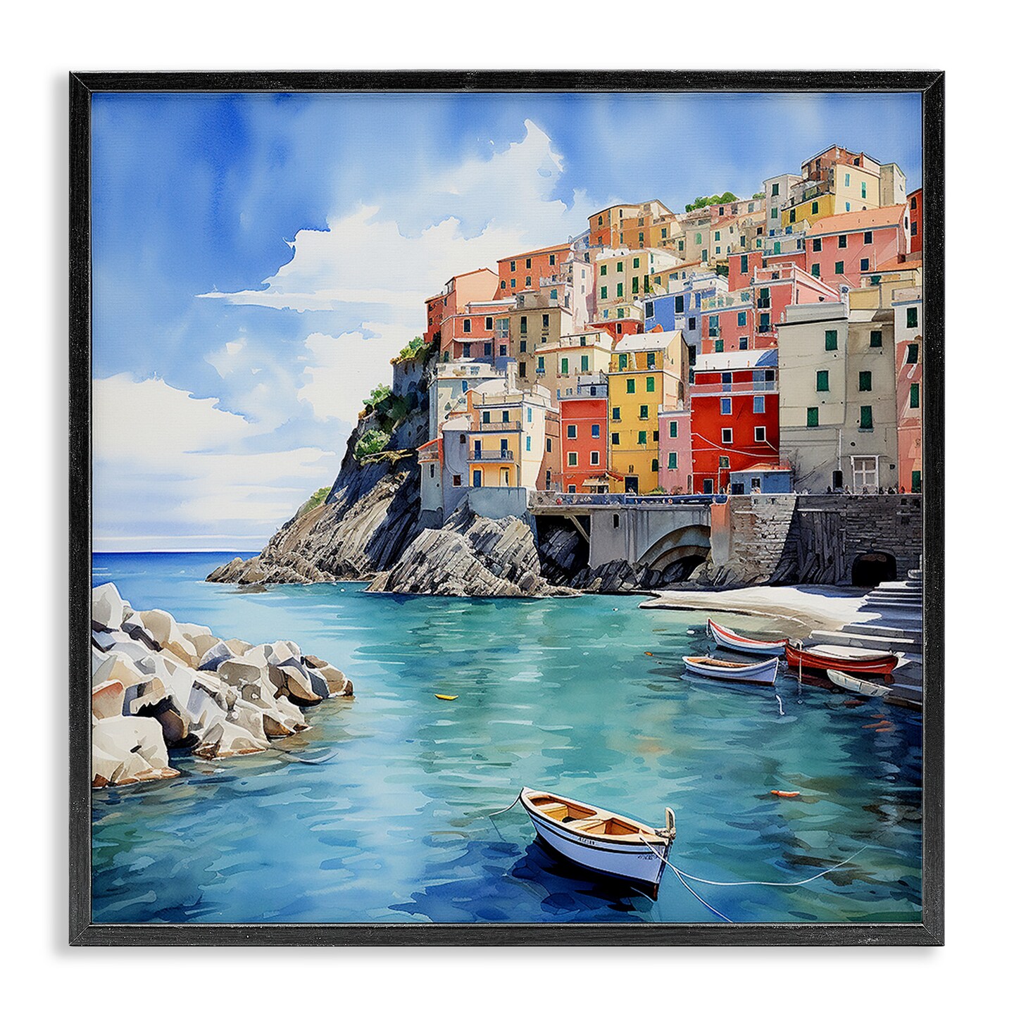 Stupell Industries Cinque Terre Port Framed Giclee Art
