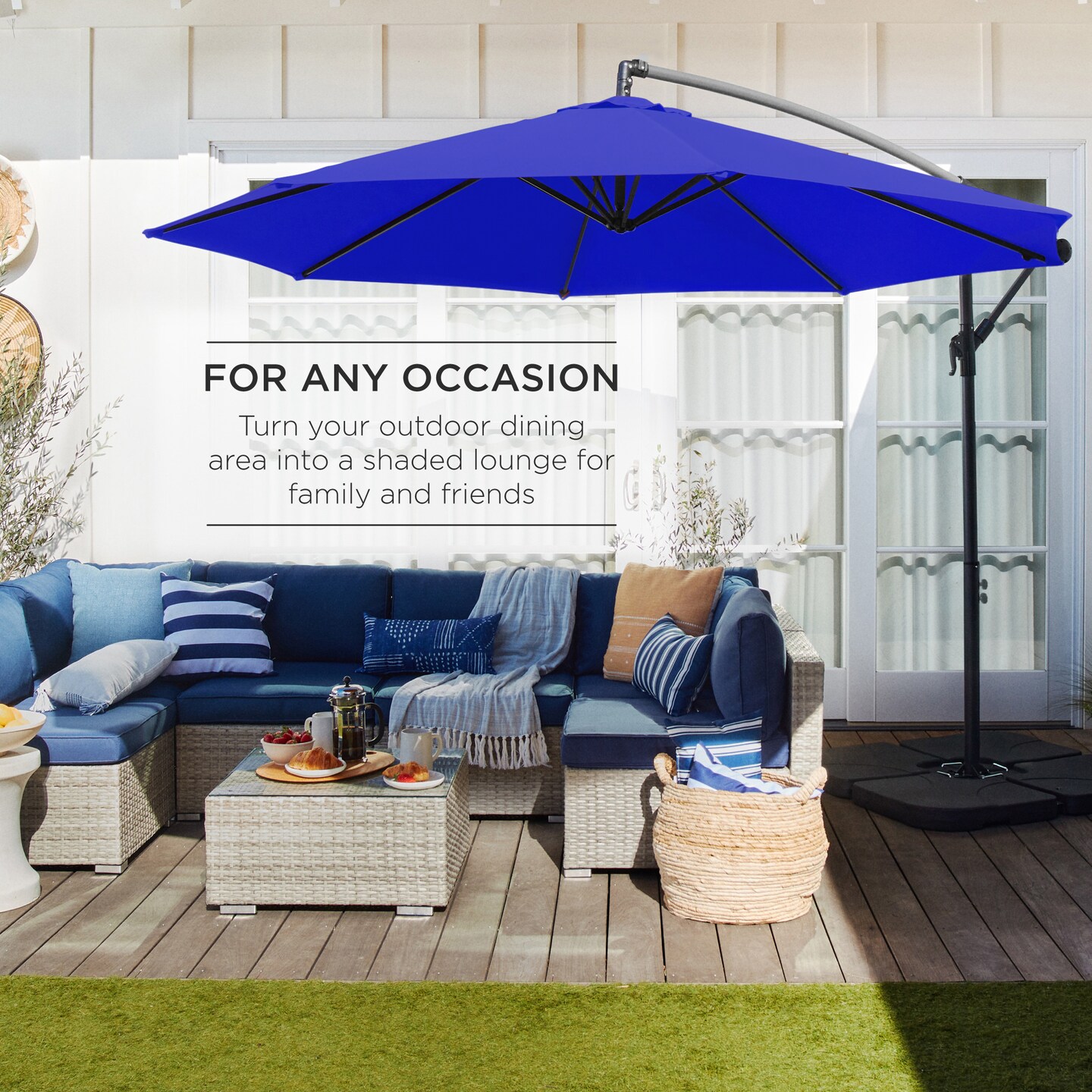 Best Choice Products 10ft Offset Hanging Outdoor Market Patio Umbrella w/ Easy Tilt Adjustment