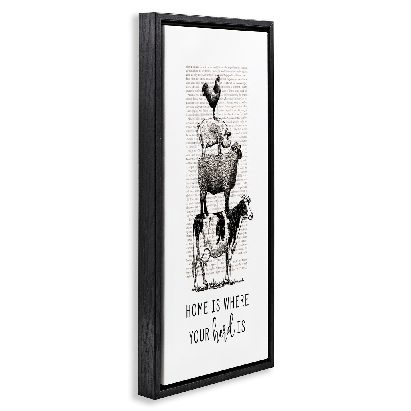 Stupell Industries Where Your Herd Family Animals Framed Floater Canvas Wall Art