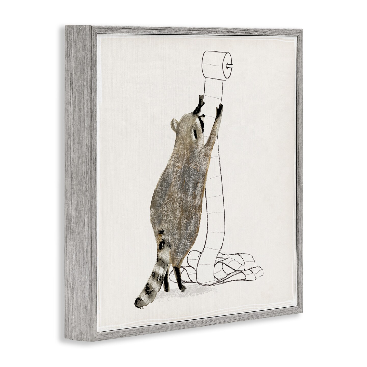 Stupell Industries Raccoon Toilet Paper Hoarder Framed Giclee Art