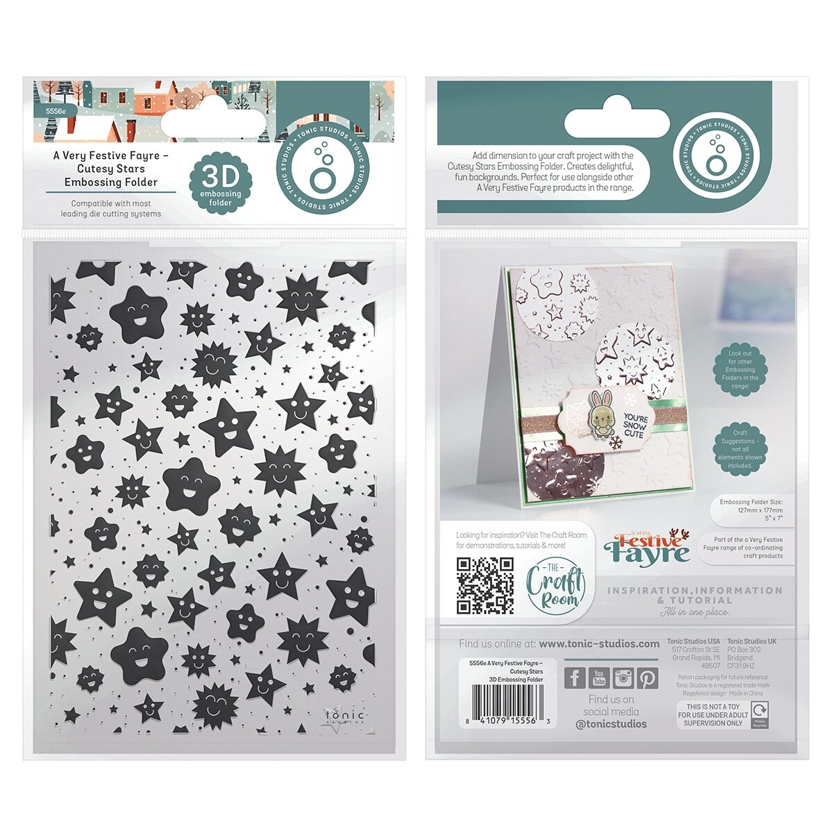 Tonic Studios 3D Embossing Folder-Cutesy Stars - A Very Festive Fayre