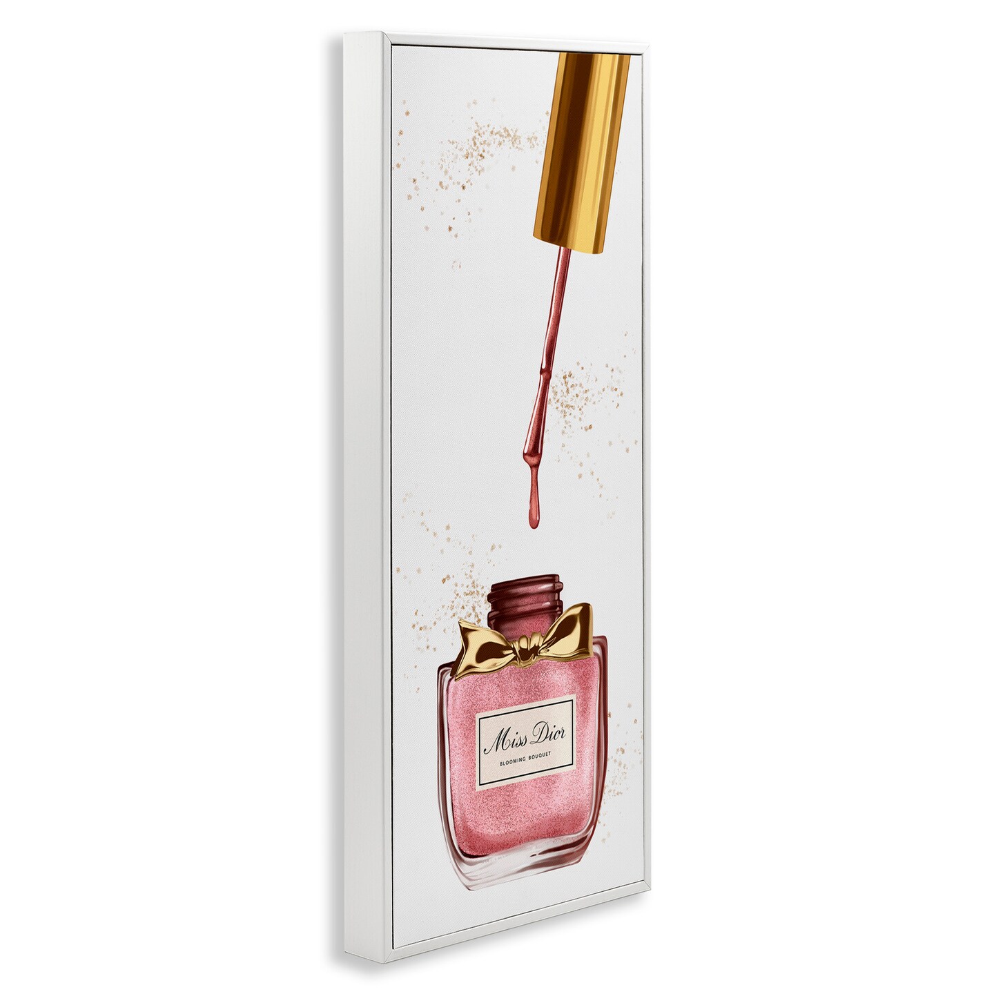 Stupell Industries Makeup Nail Polish Brush Gold & Pink Framed Giclee Art