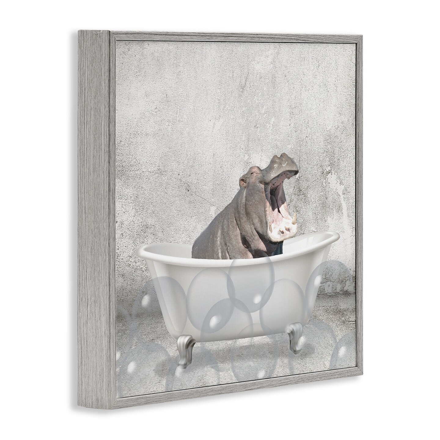 Stupell Industries Baby Hippo Bath Time Framed Giclee Art