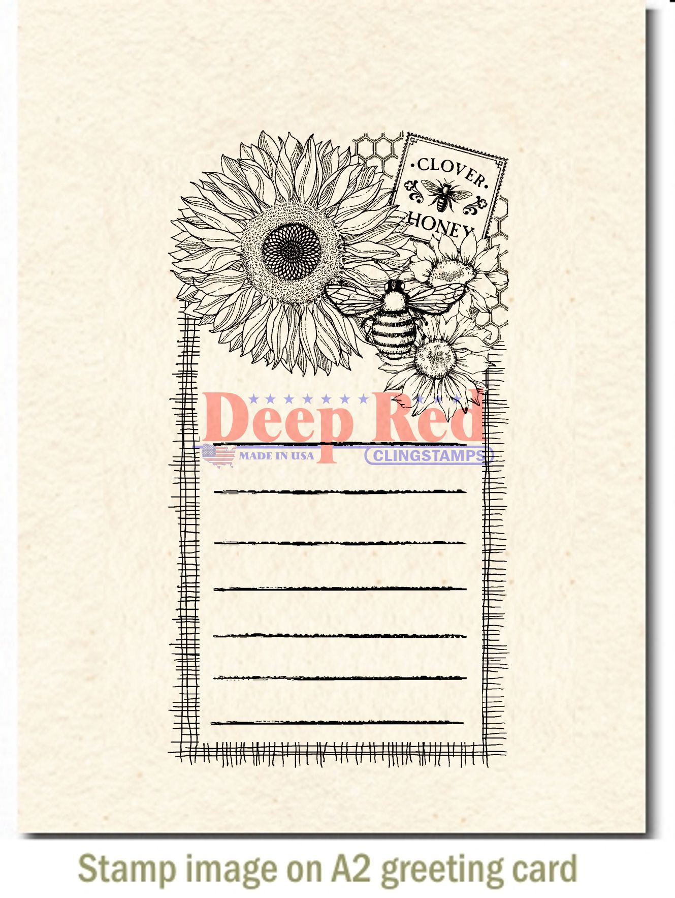 Deep Red Stamps Sunflower Notes Rubber Cling Stamp