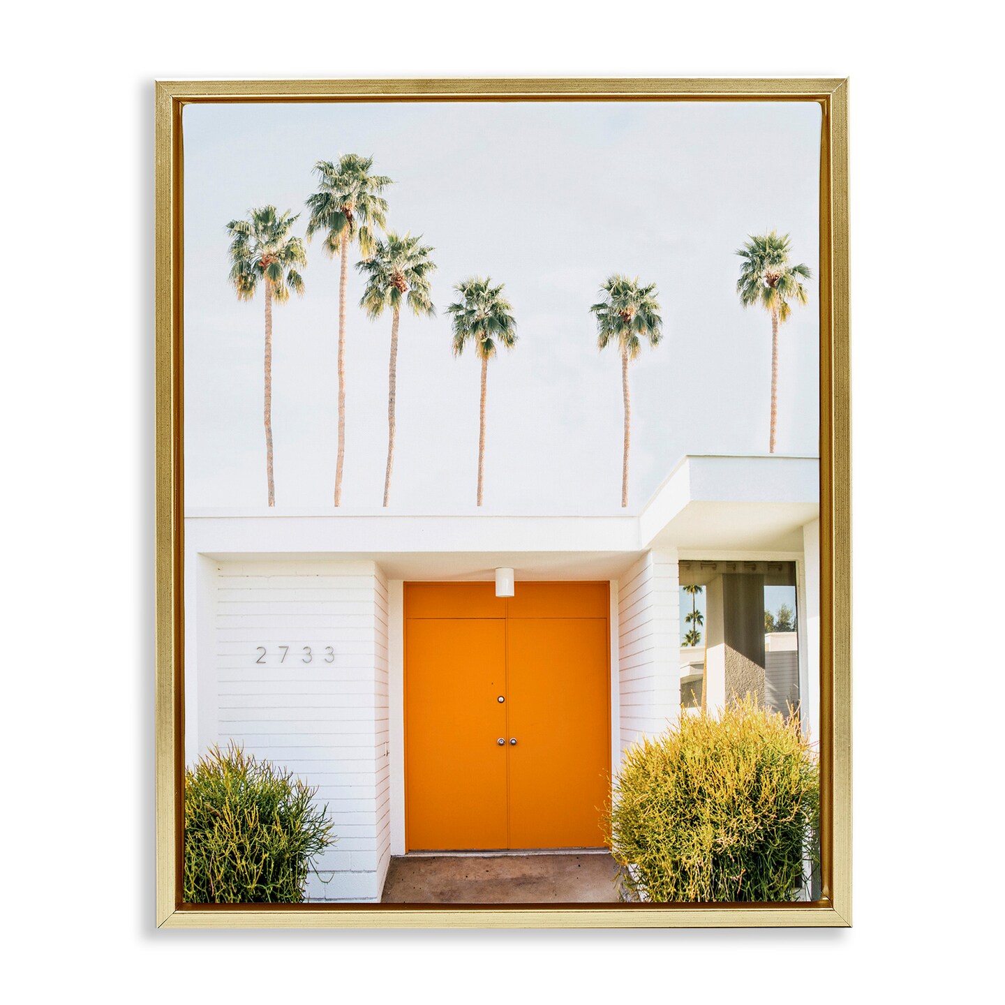 Stupell Industries Palm Springs Orange Door Framed Floater Canvas Wall Art