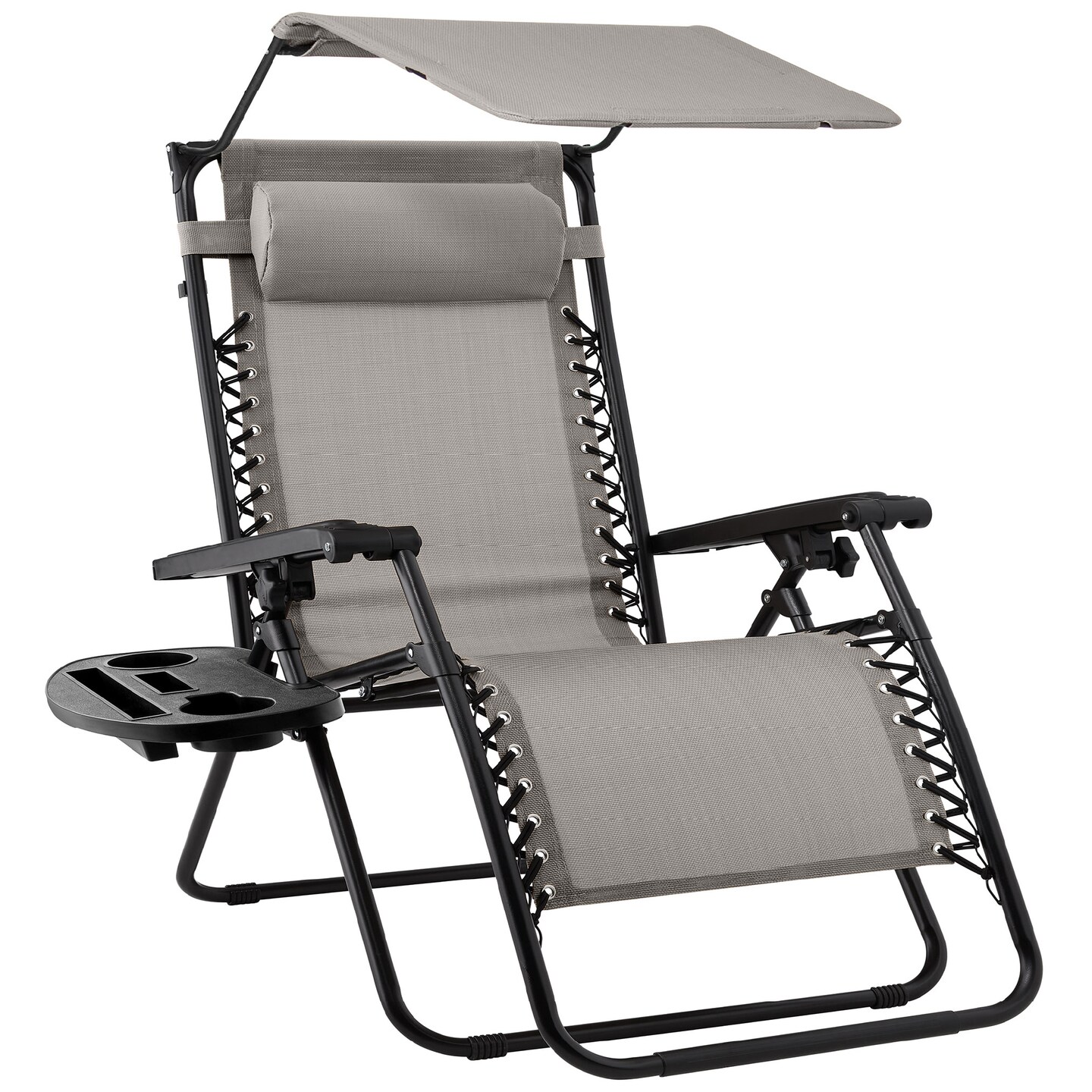 Best Choice Products Folding Zero Gravity Recliner Patio Lounge Chair w/ Canopy Shade, Headrest, Tray