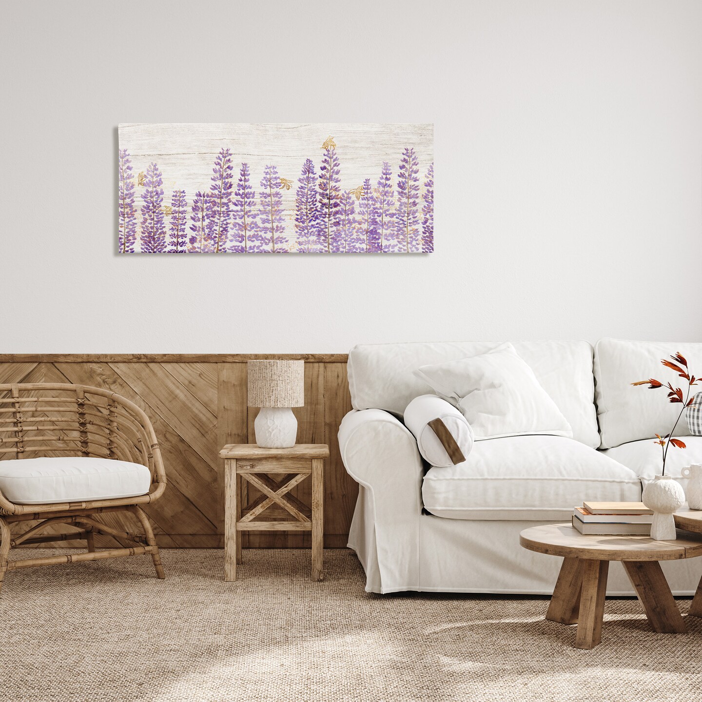 Stupell Industries Rustic Purple Lilacs &#x26; Bees Canvas Wall Art