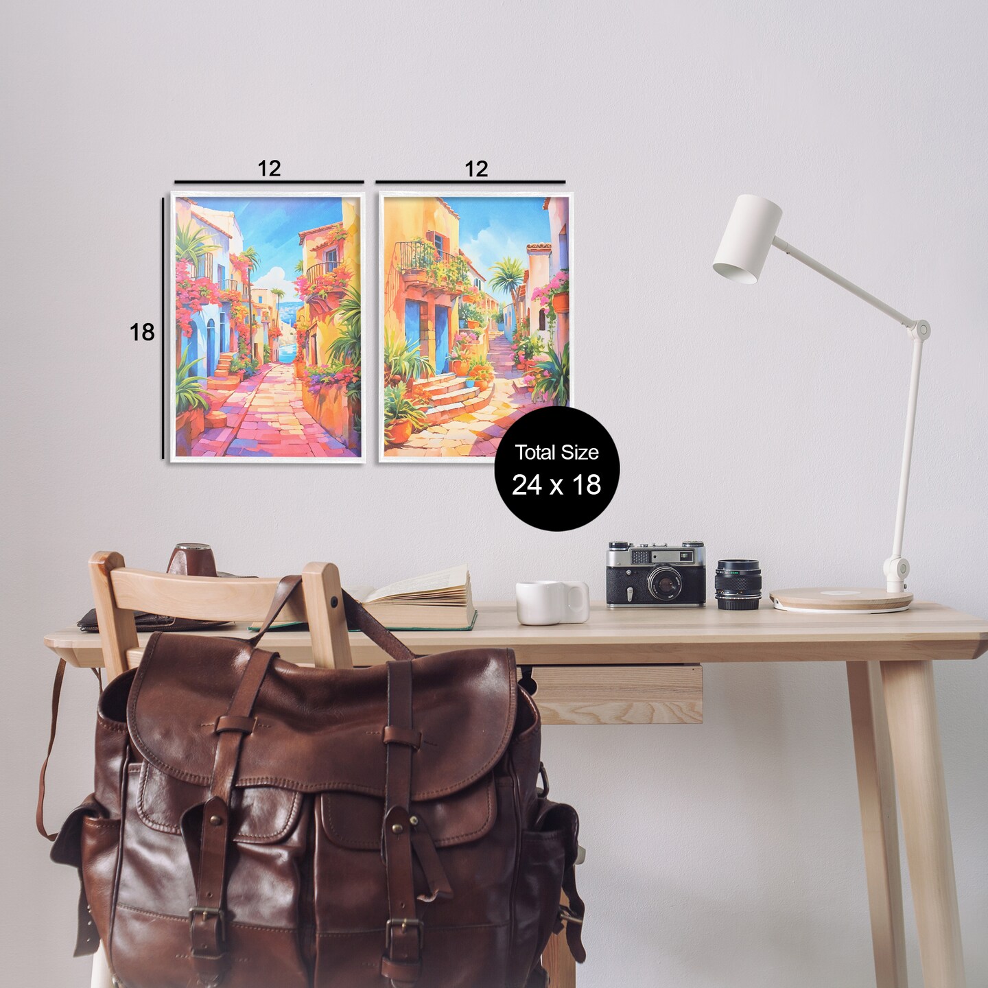 Stupell Industries Quaint Mediterranean Village 2 pc Framed Giclee Wall Art Set Design by Andrea Haase