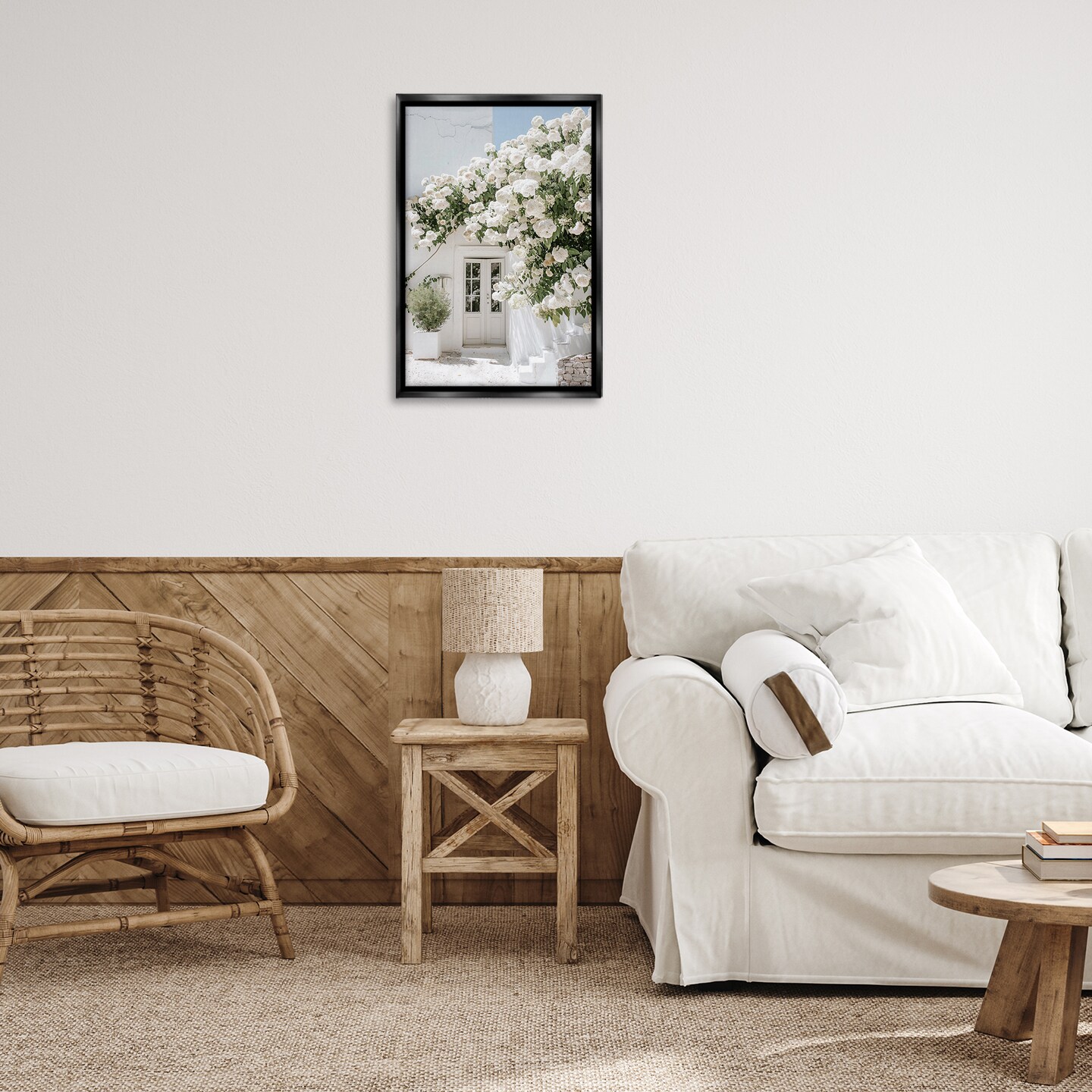 Stupell Industries White Architecture Garden Framed Floater Canvas Wall Art Design by RB