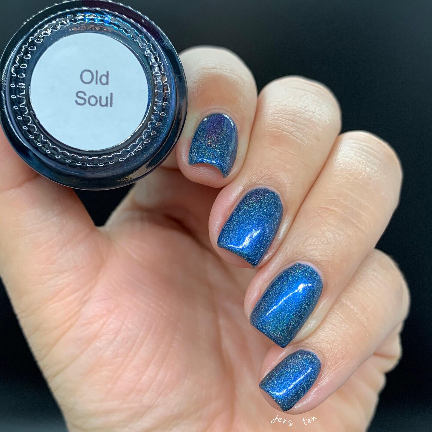 Old Soul - custom handcrafted blue holographic nail polish product 6