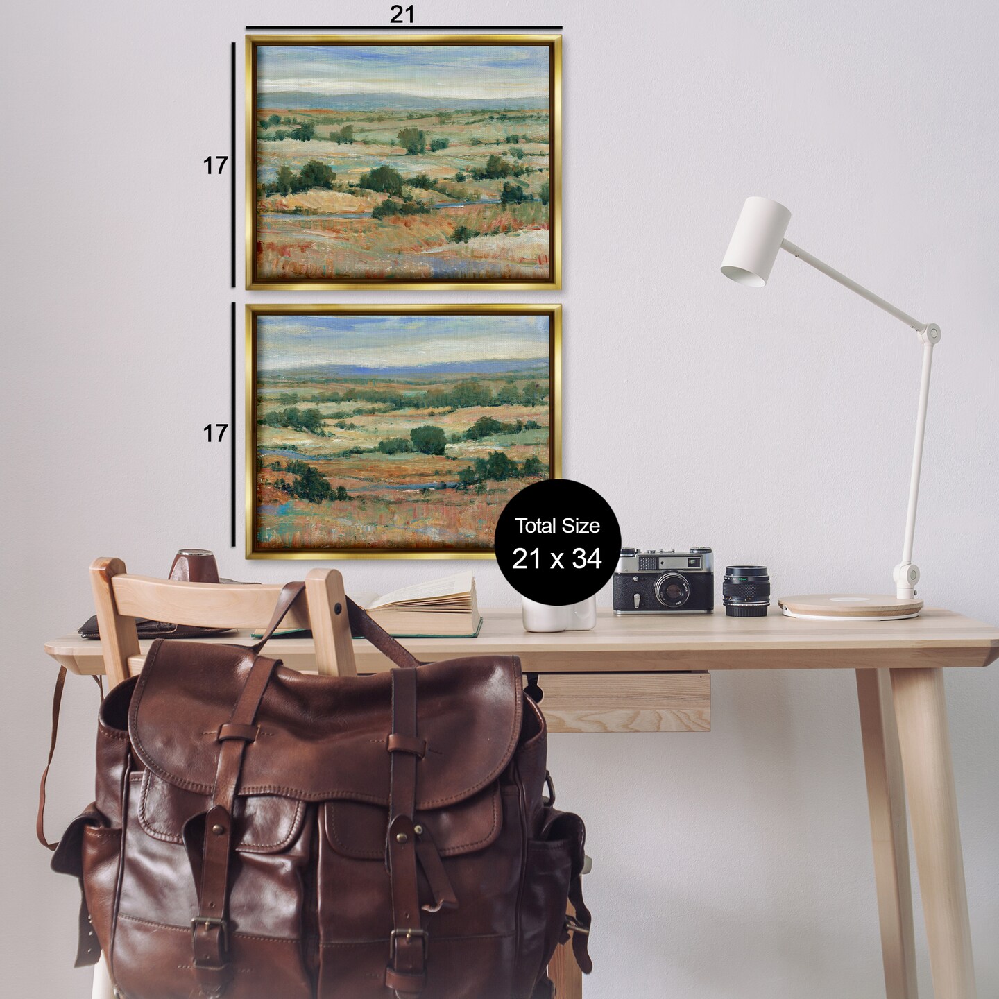 Stupell Industries Abstract Farm Field Landscape 2 pc Framed Floater Canvas Wall Art Set Design by Tim Otoole